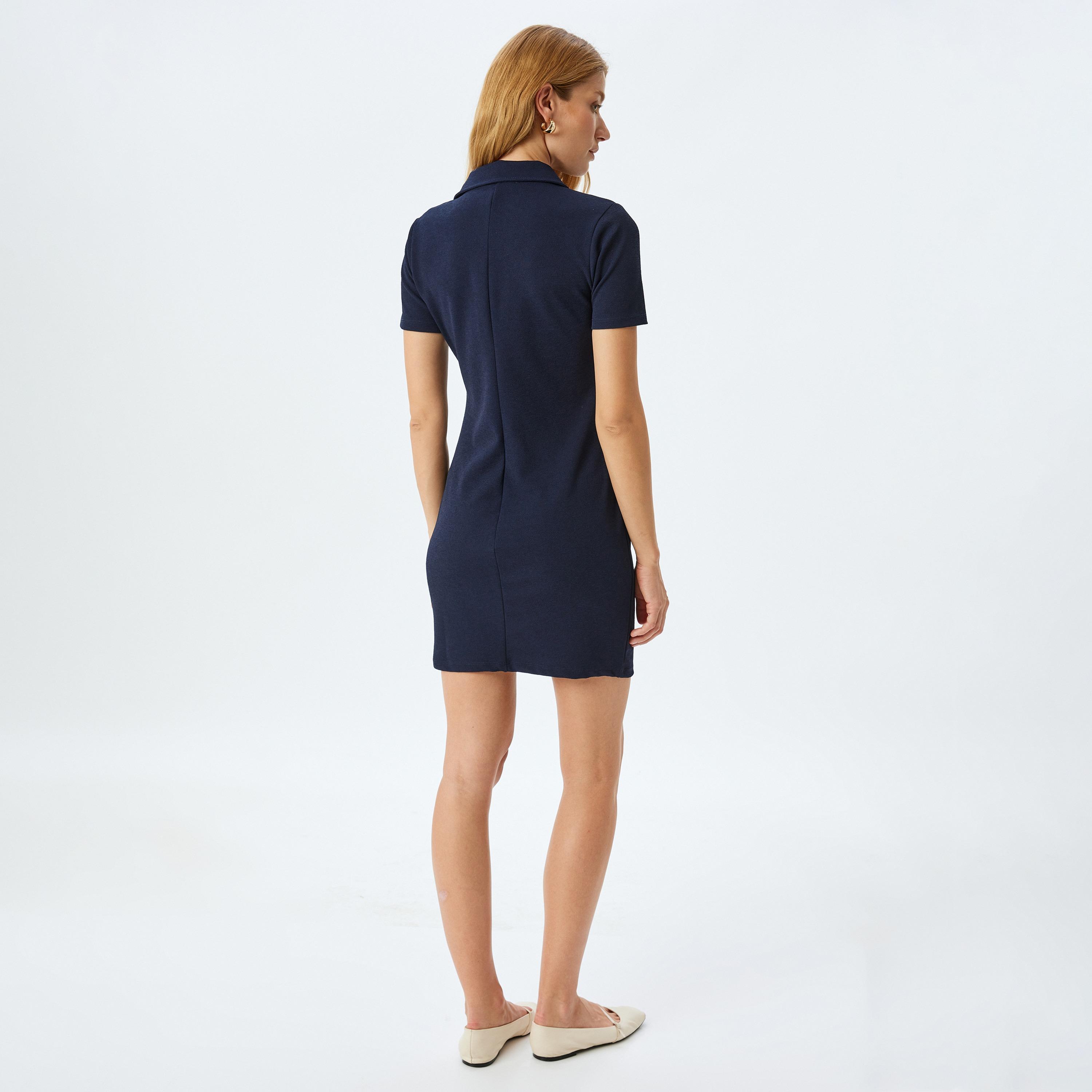 Koton Dark Blue Women's T-Shirt Mini Dress-women-clothing-dresses-image-3
