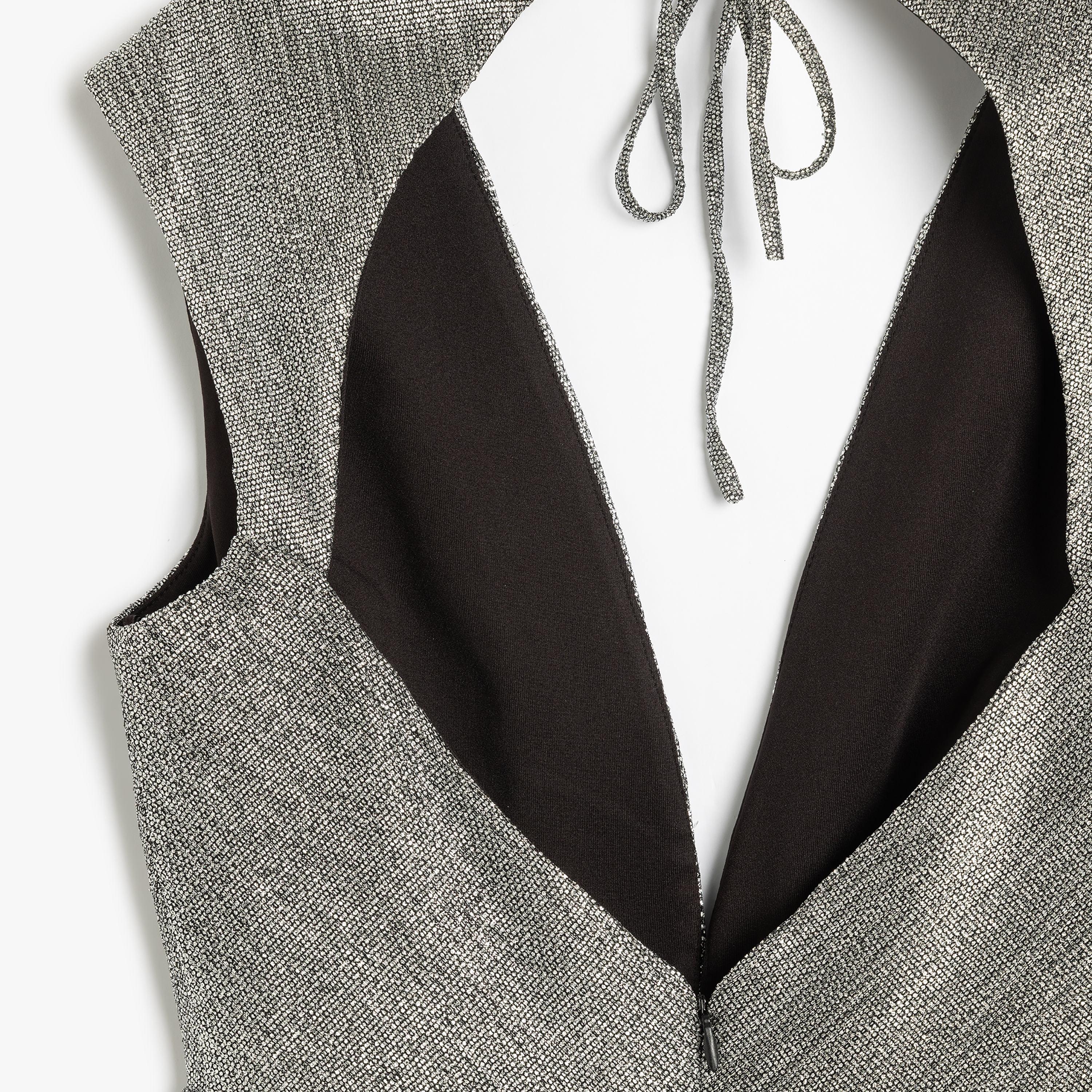 Koton Grey Metallic Skater Women's Mini Dress-women-clothing-dresses-image-4