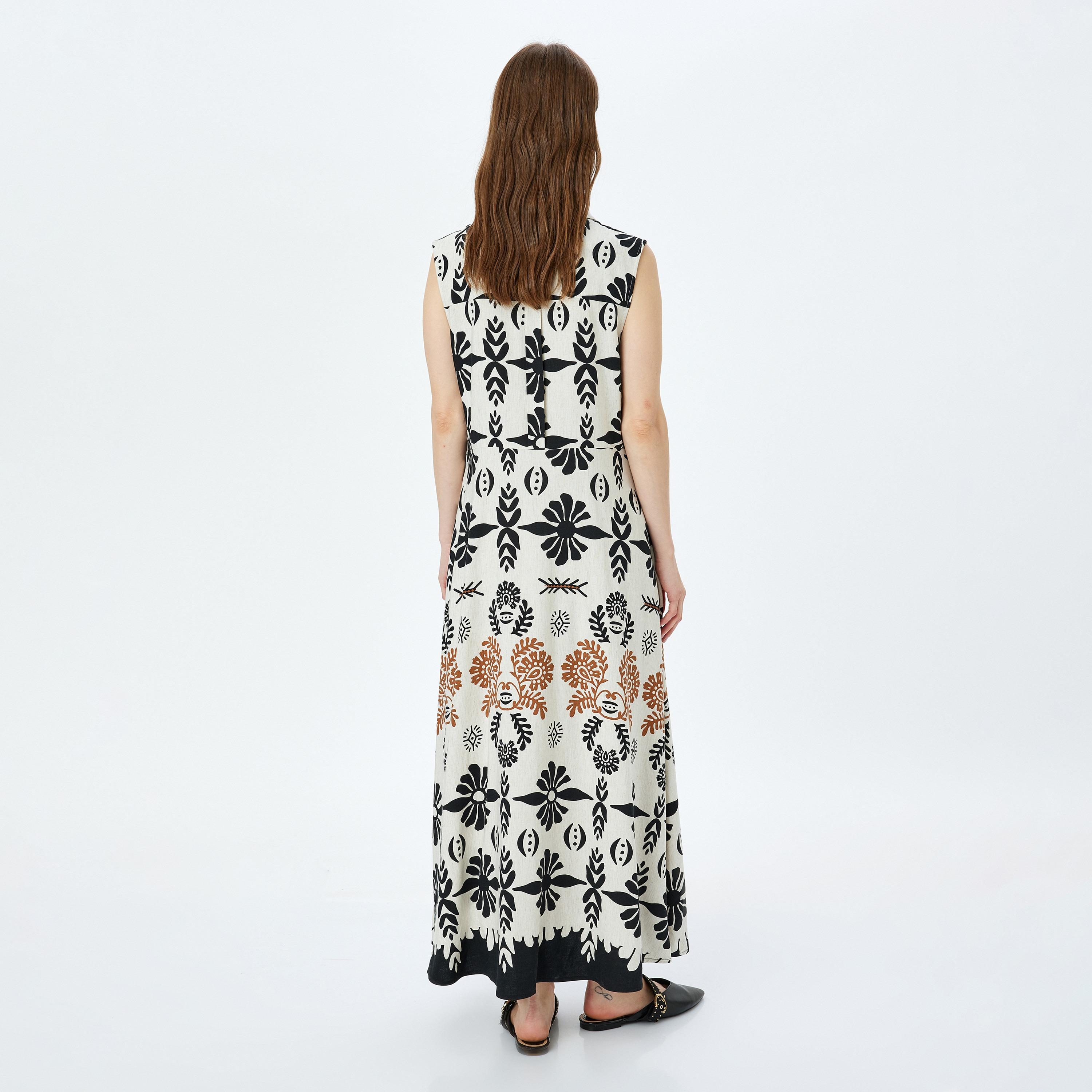 Koton Black Printed Women's Shirt Maxi Dress-women-clothing-dresses-image-3