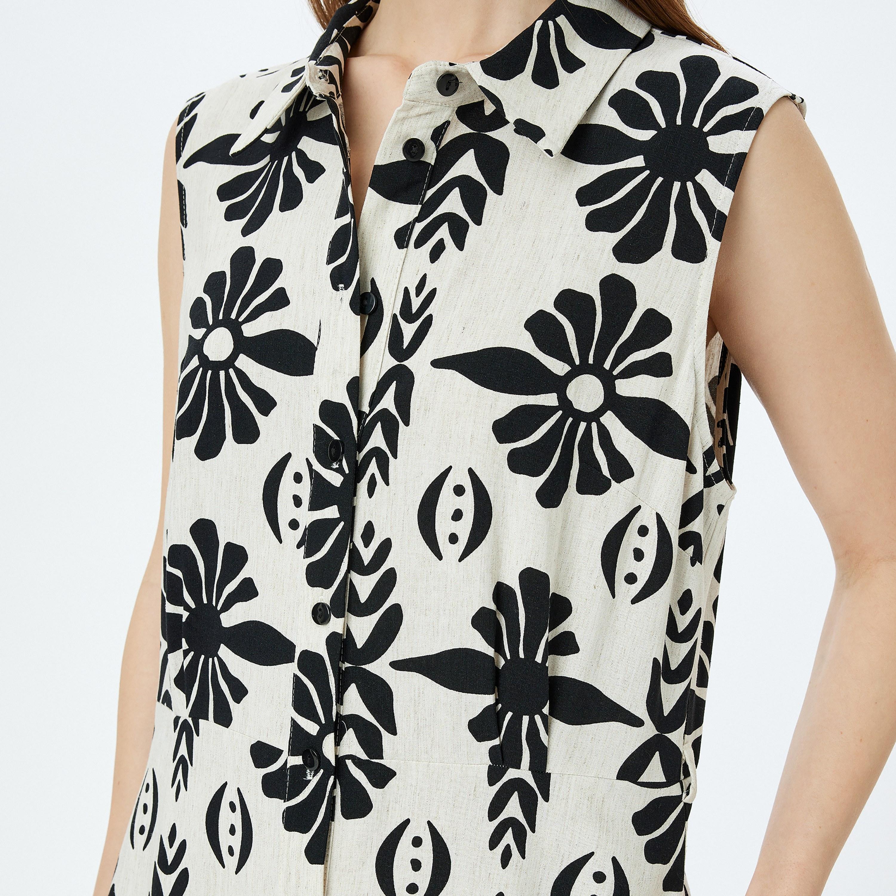 Koton Black Printed Women's Shirt Maxi Dress-women-clothing-dresses-image-4
