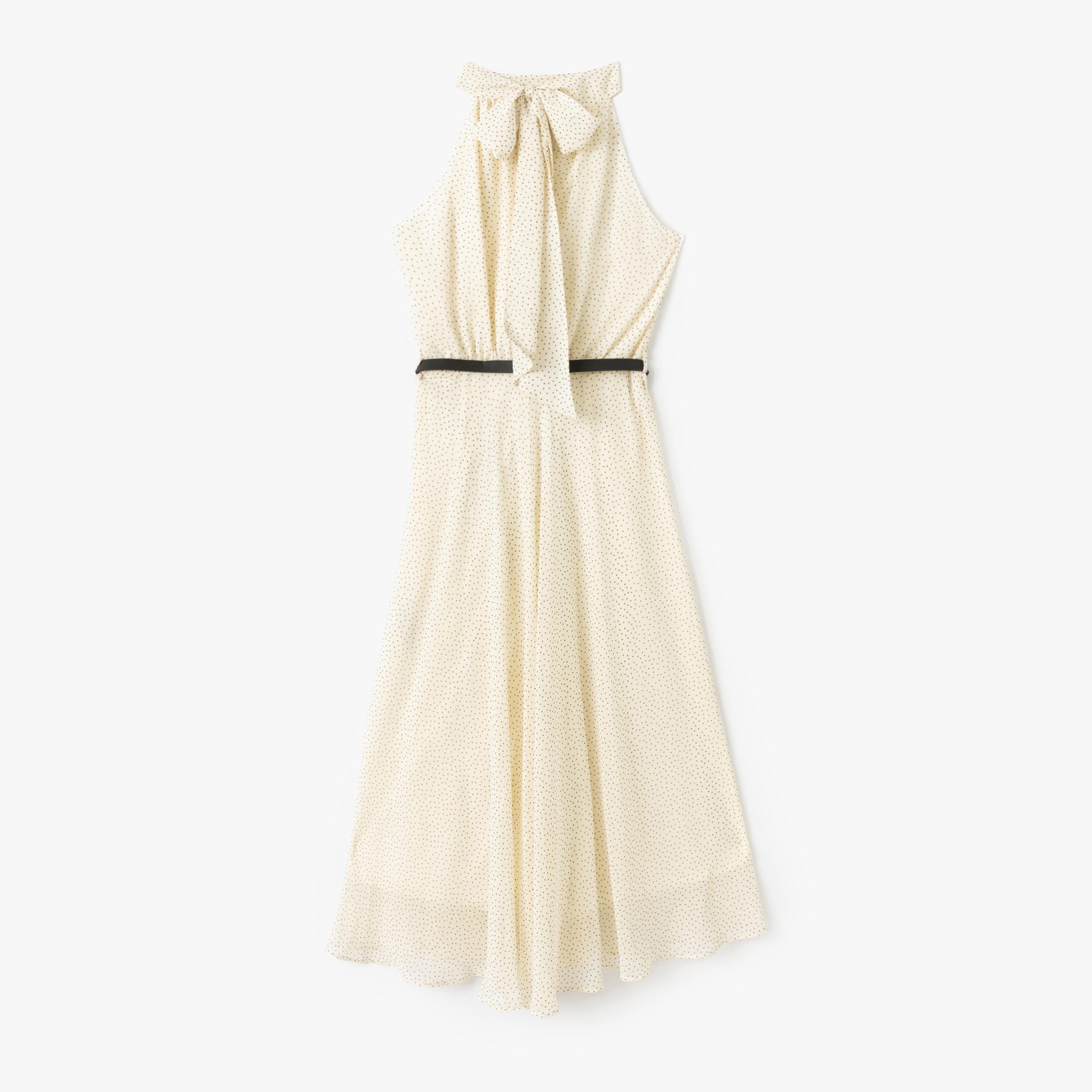 فستان نسائي ميدي بحزام برقبة منقطة بلون Koton Cream Polka Dot-women-clothing-dresses-image-3