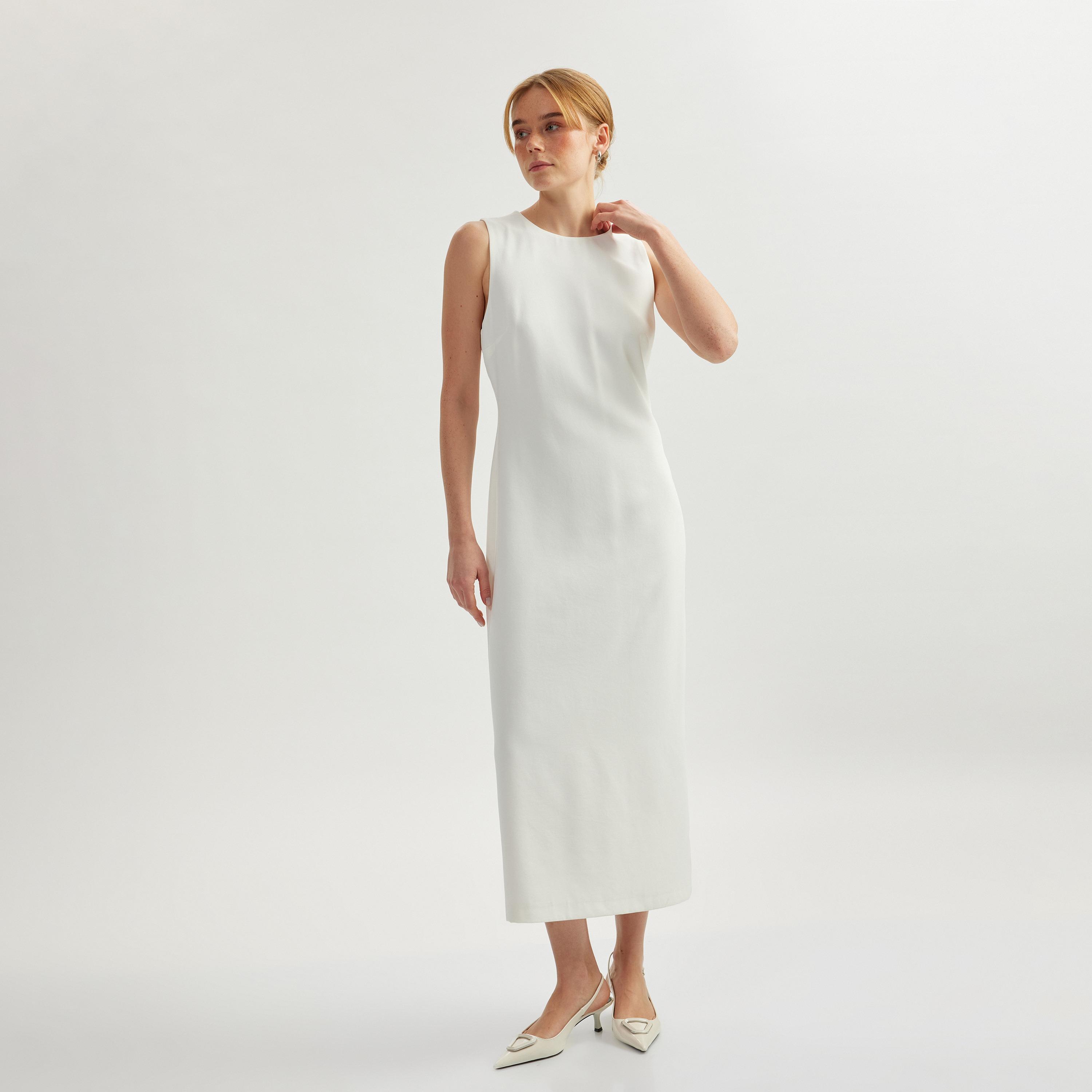 Koton White Sheath Women's Midi Dress-women-clothing-dresses-image-1