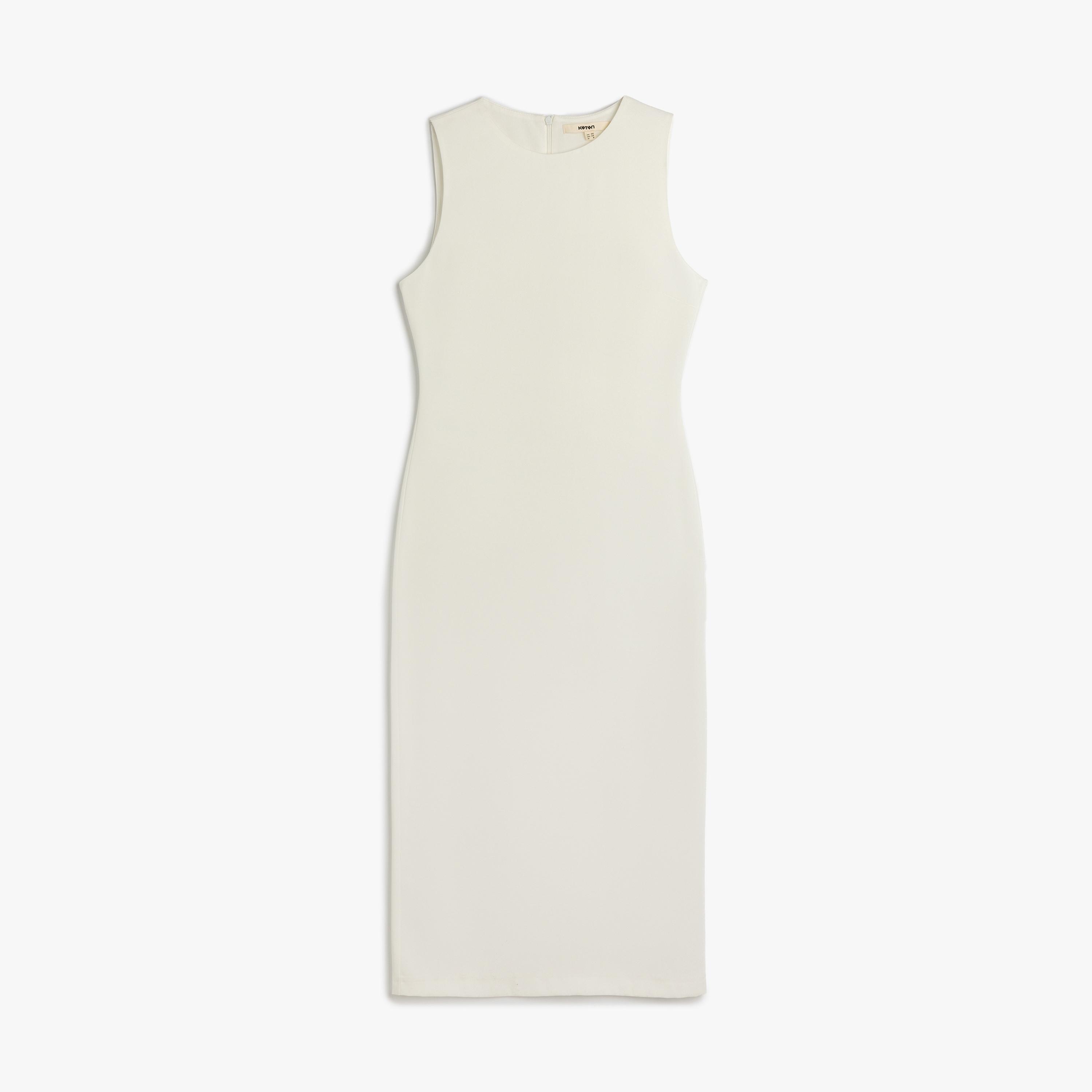 Koton White Sheath Women's Midi Dress-women-clothing-dresses-image-2