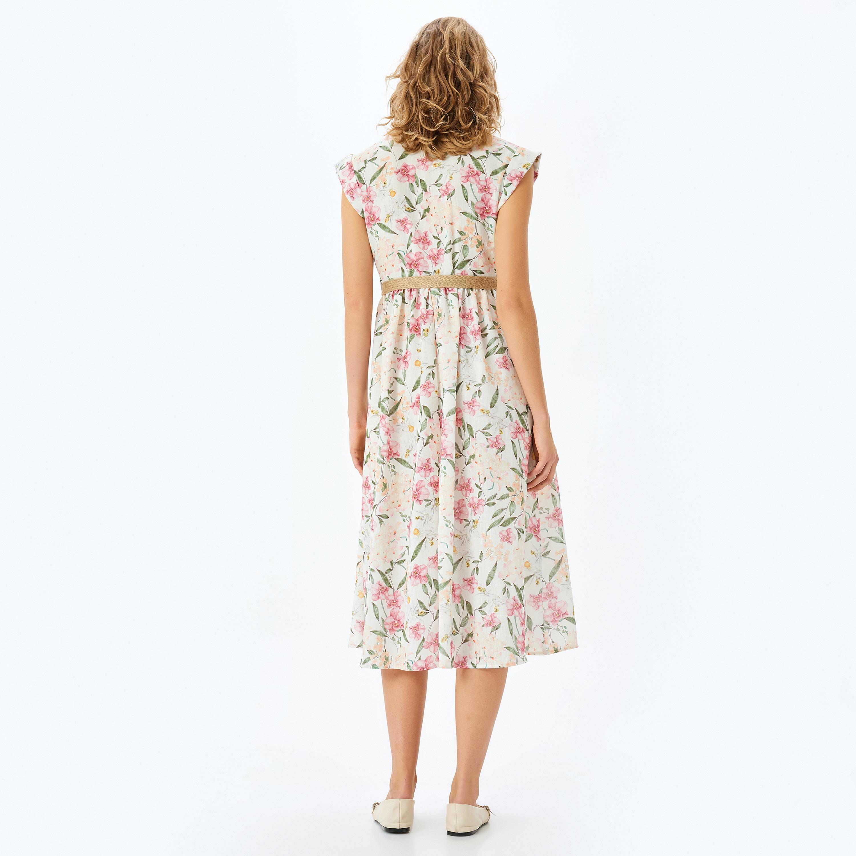 كوتون بطبعة زهرية متعددة الألوان، أكمام قبعة، قميص نسائي وفستان ميدي-women-clothing-dresses-image-3