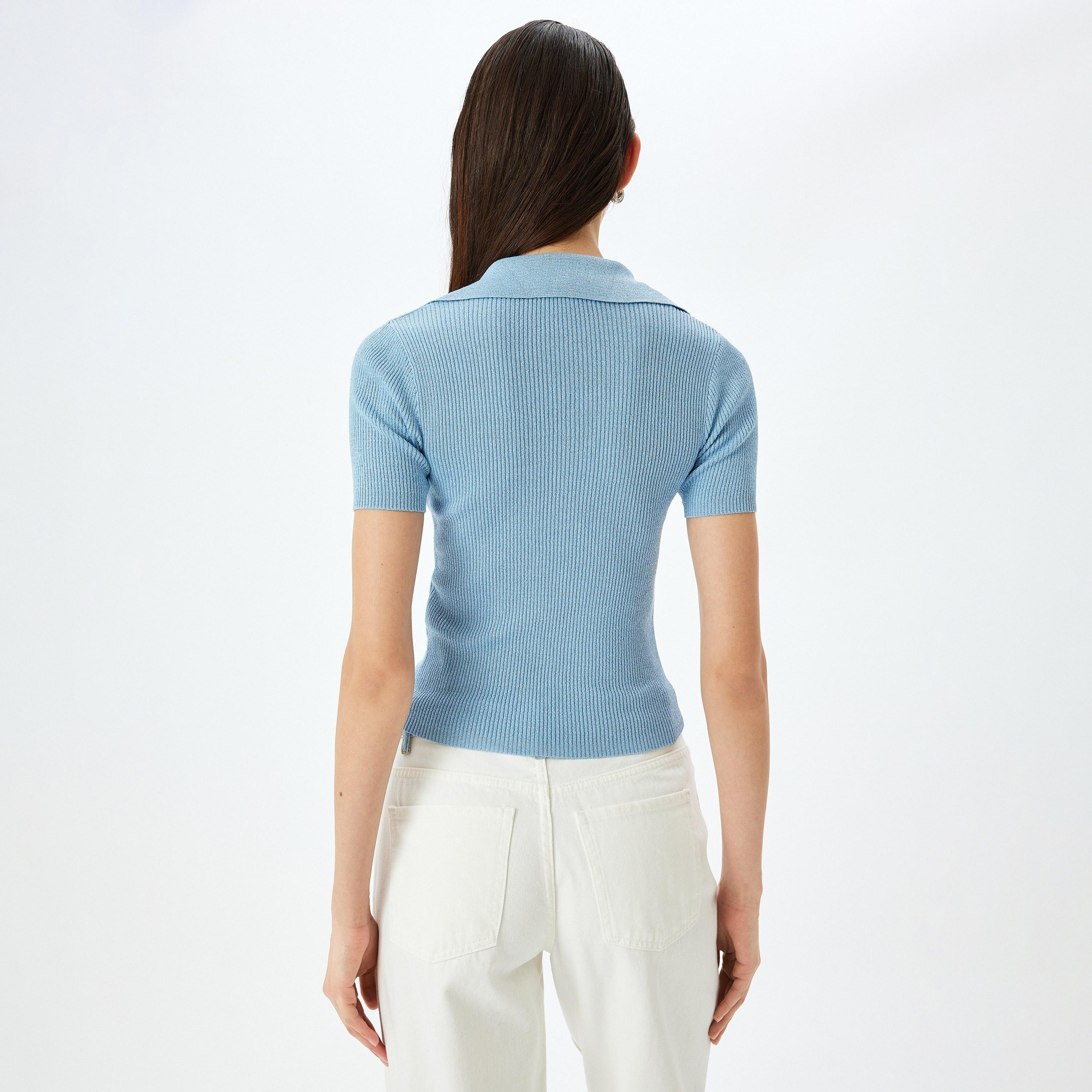 سترة نسائية بياقة جوني بأكمام قصيرة بياقة كوتون الزرقاء-women-clothing-cardigansandjumpers-jumpers-image-3