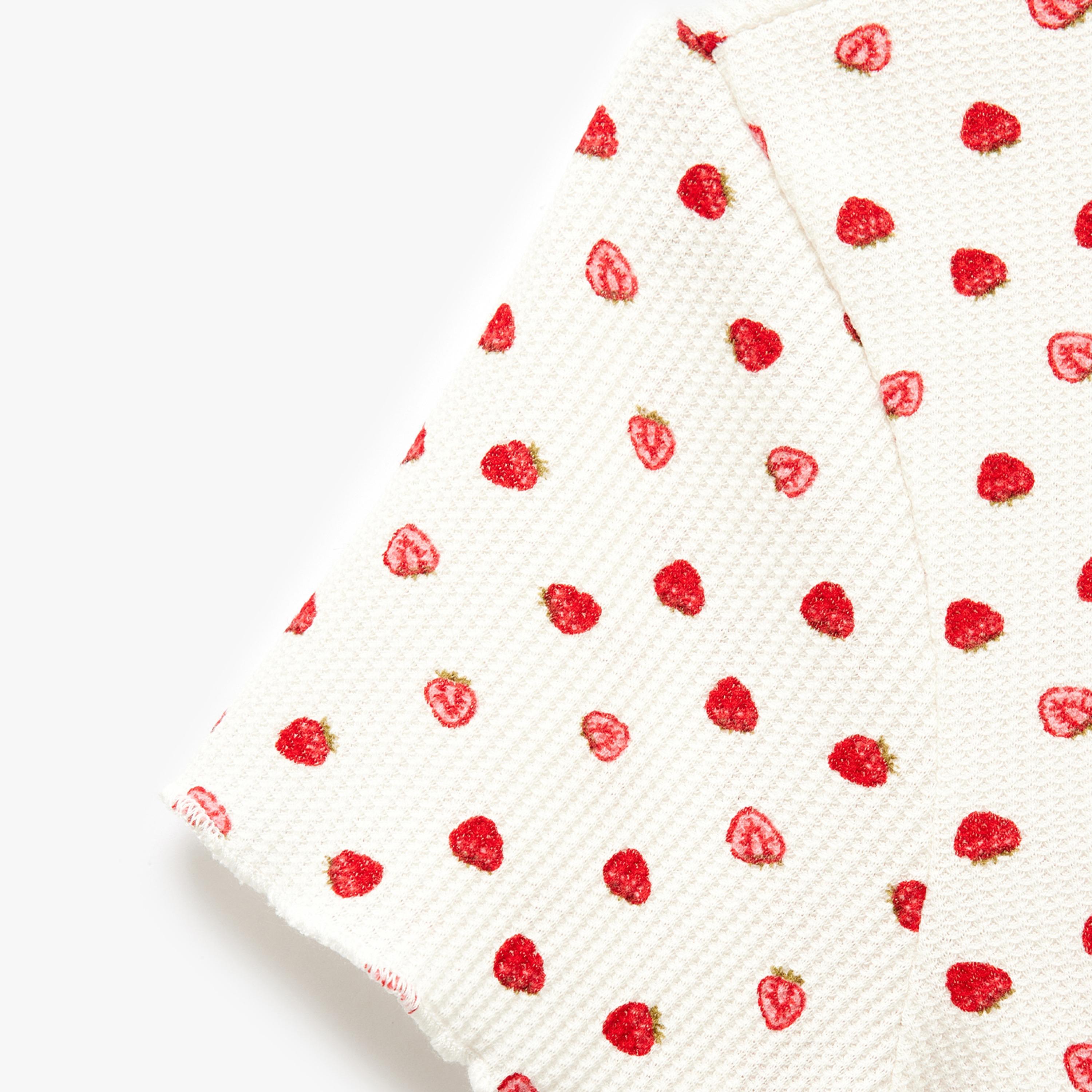 KOTON White Strawberry Print Crew Neck Short Sleeves Women's T-Shirt-women-clothing-tshirts-image-3
