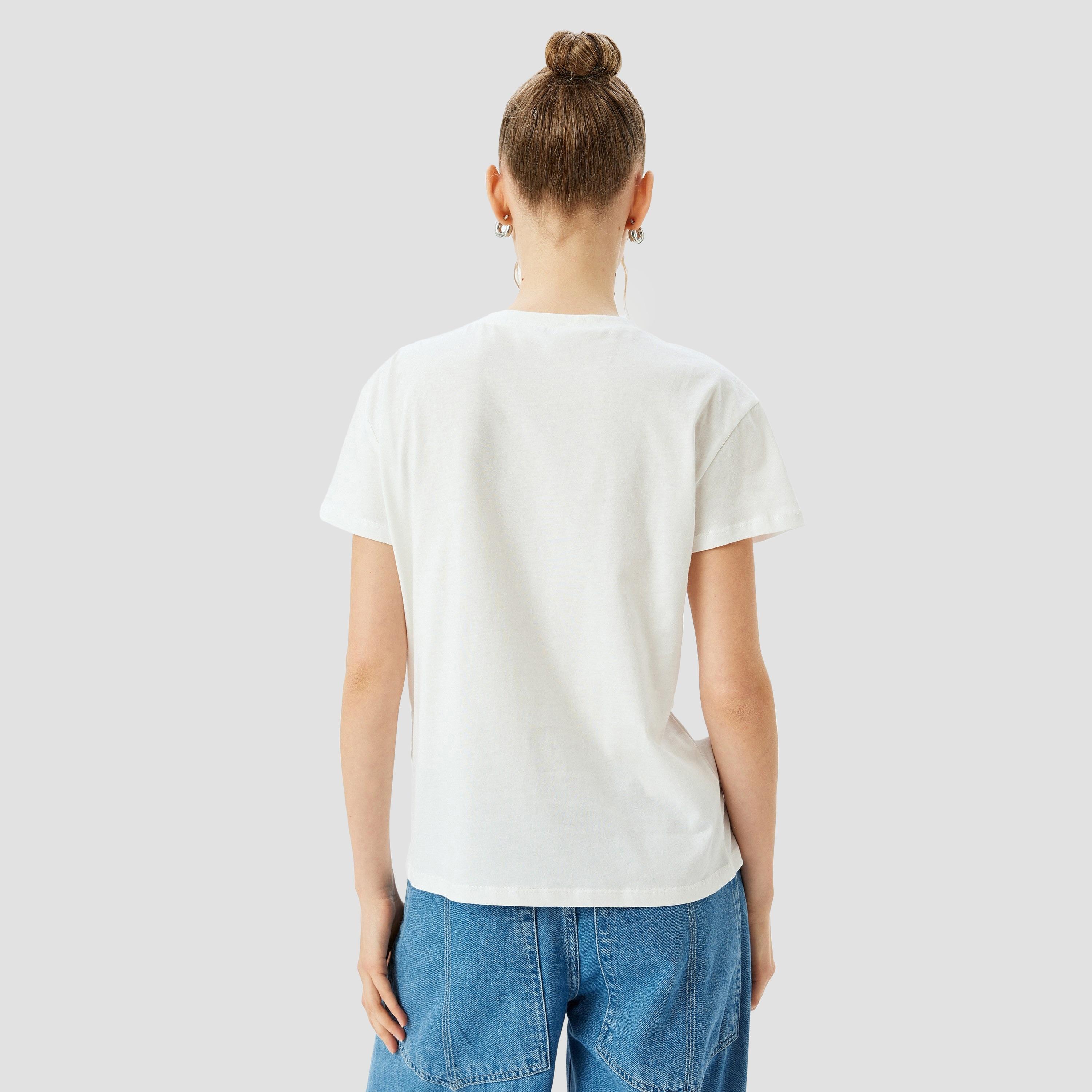 Koton White Plain Crew Neck Short Sleeves Women's T-Shirt-women-clothing-tshirts-image-3