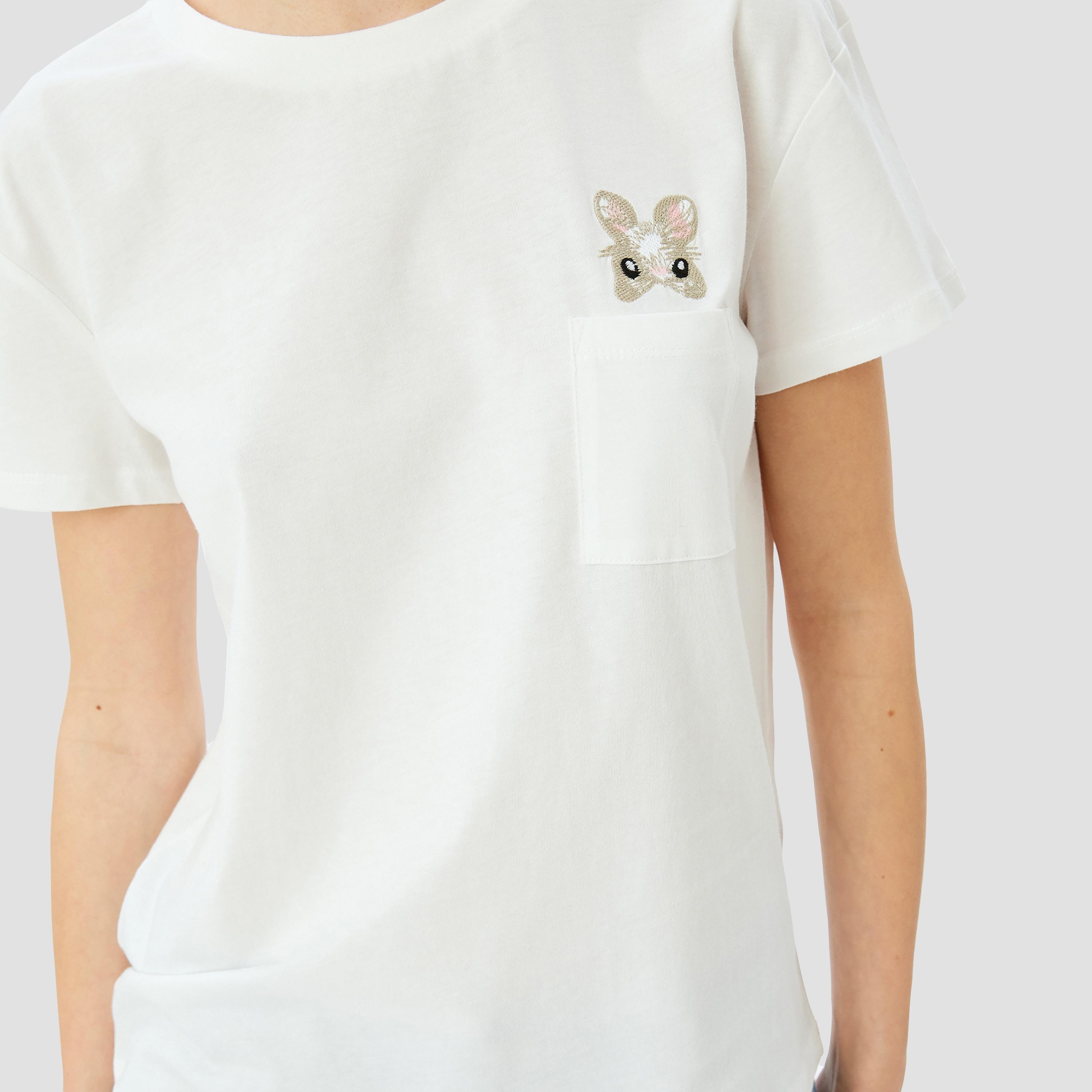 Koton White Plain Crew Neck Short Sleeves Women's T-Shirt-women-clothing-tshirts-image-4