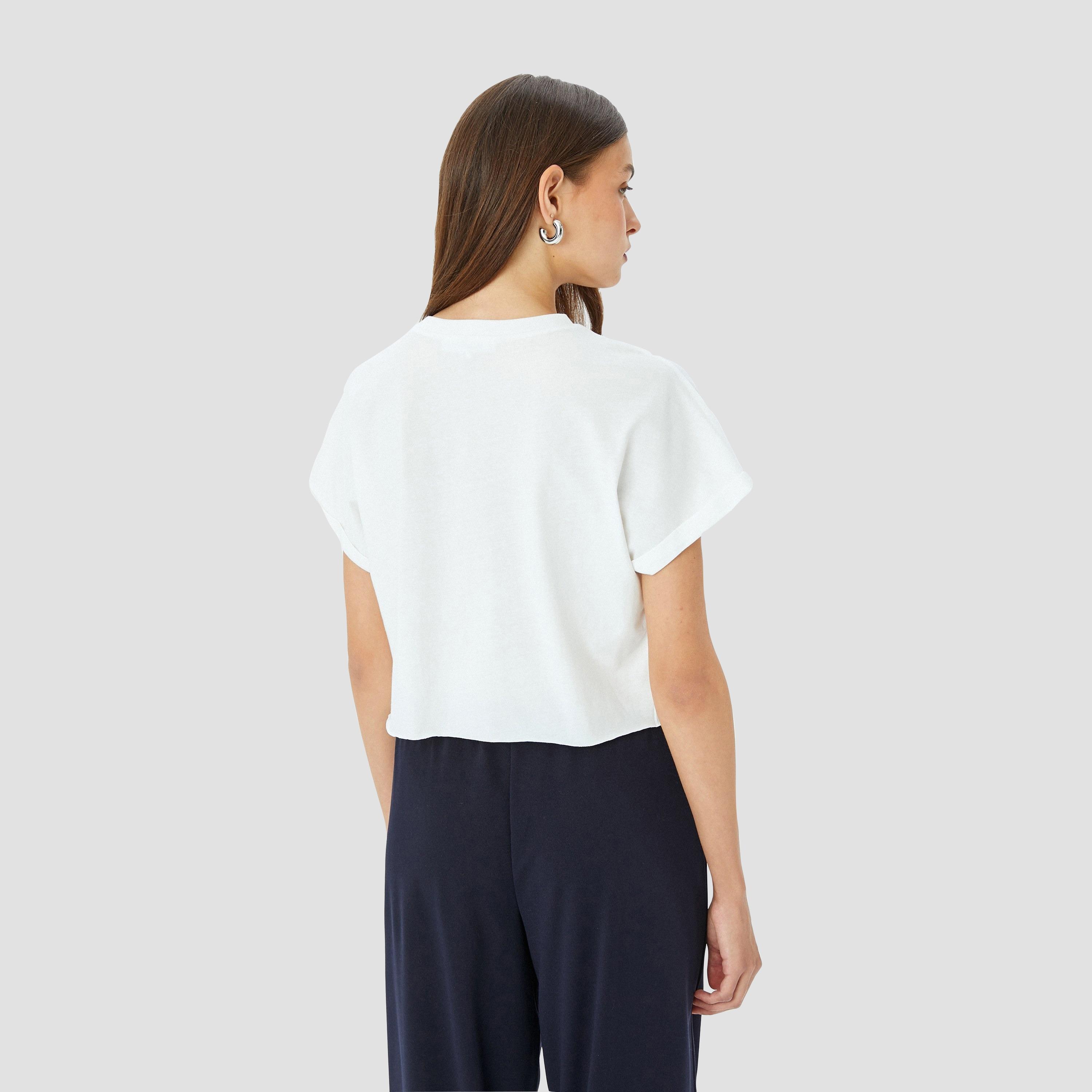 Koton White Embossed Text Crew Neck Short Sleeves Women's T-Shirt-women-clothing-tshirts-image-3