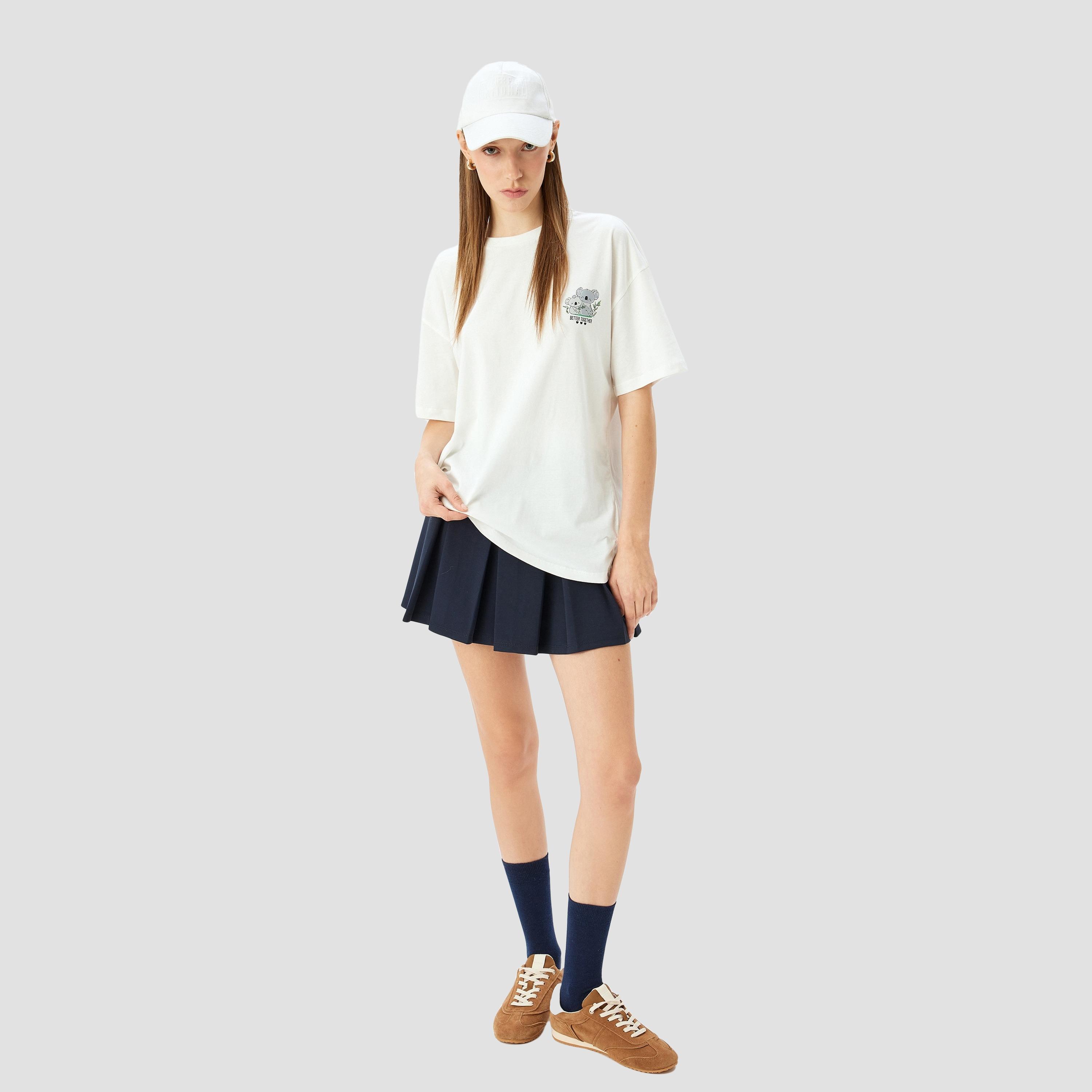 كوتون الأبيض البسيط برقبة طويلة بأكمام واسعة، قميص نسائي للنساء-women-clothing-tshirts-image-2