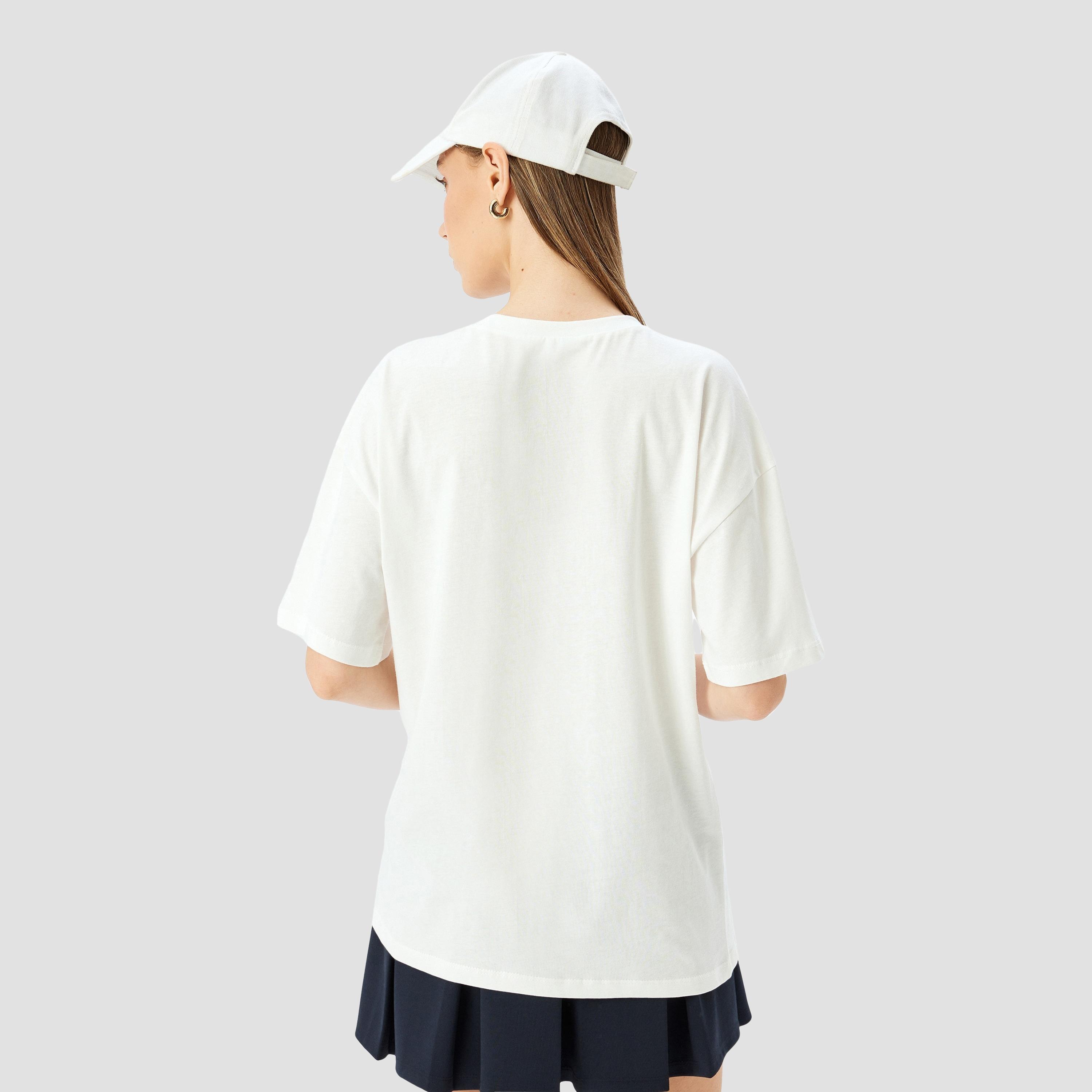 كوتون الأبيض البسيط برقبة طويلة بأكمام واسعة، قميص نسائي للنساء-women-clothing-tshirts-image-3