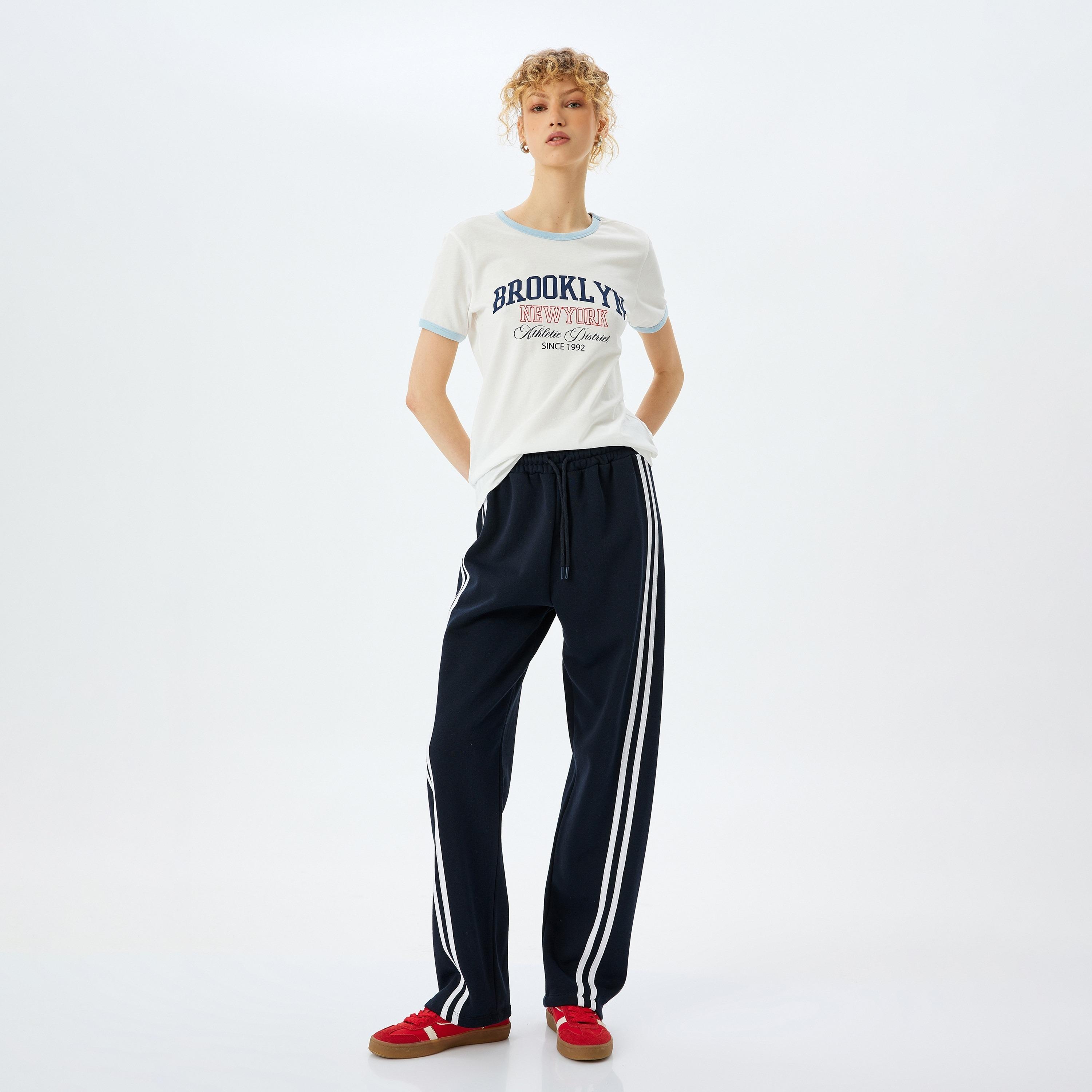 Koton White Text-Print Round Neck Short Sleeves Women's T-Shirt-women-clothing-tshirts-image-2