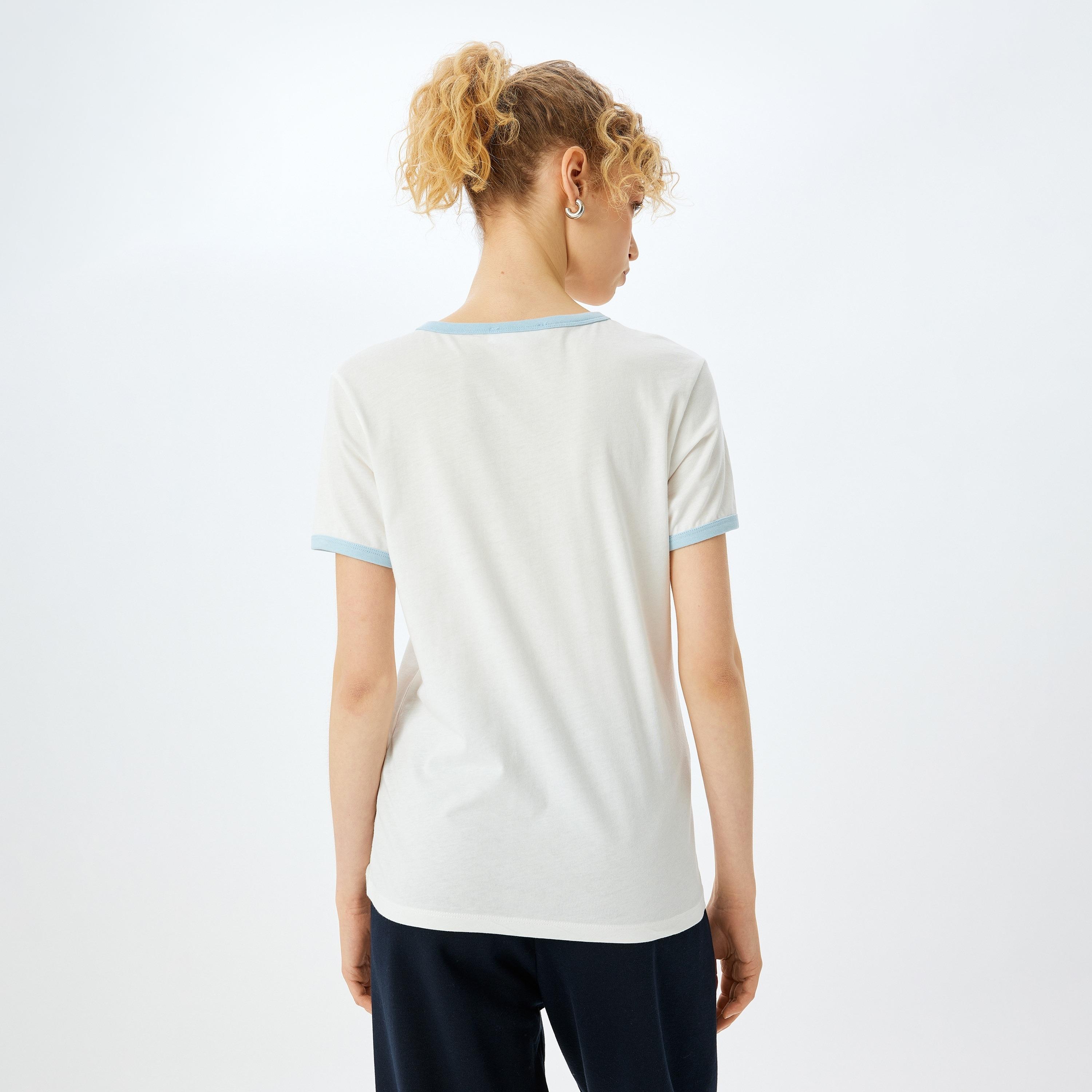 Koton White Text-Print Round Neck Short Sleeves Women's T-Shirt-women-clothing-tshirts-image-3