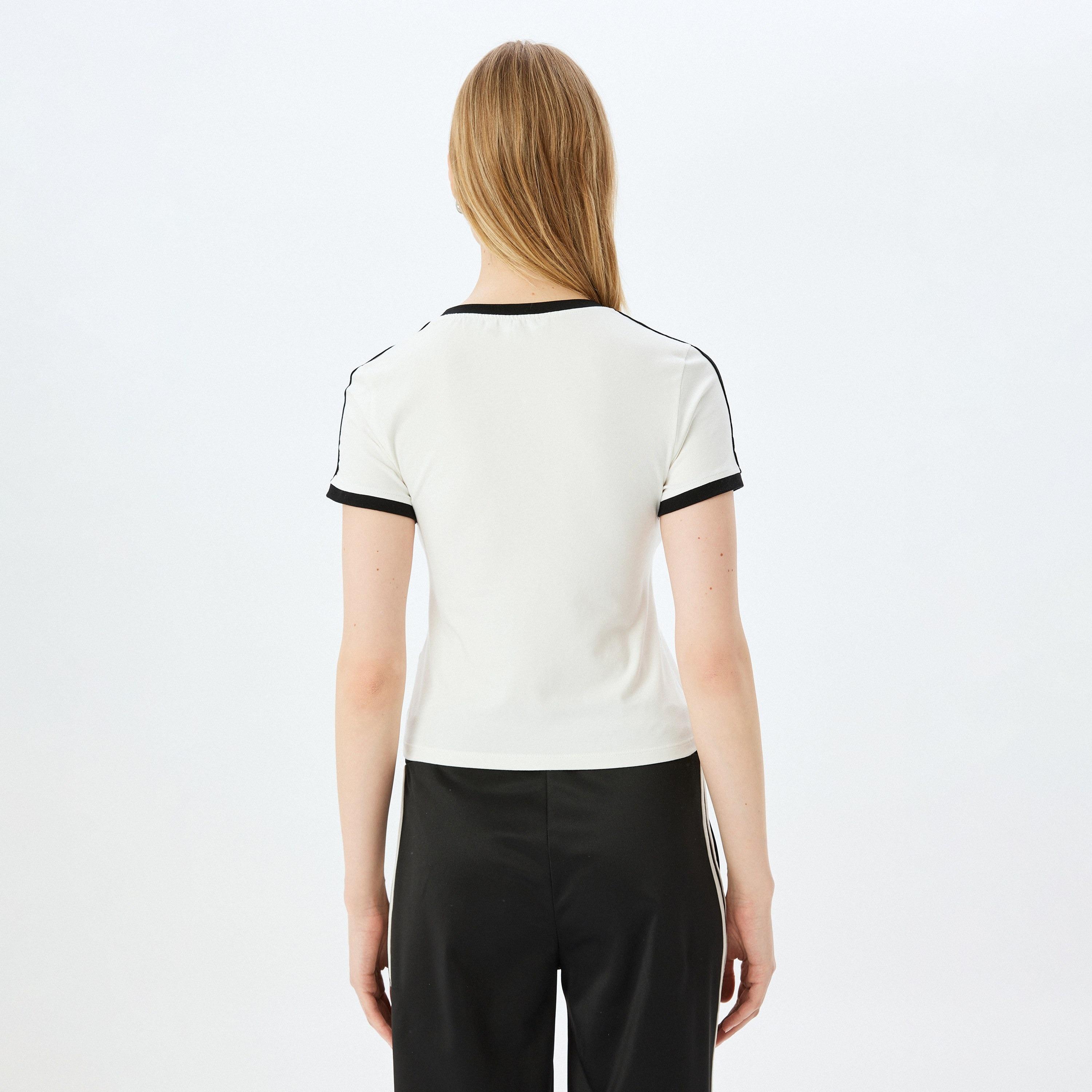 Koton White Text-Print Crew Neck Short Sleeves Women's T-Shirt-women-clothing-tshirts-image-3
