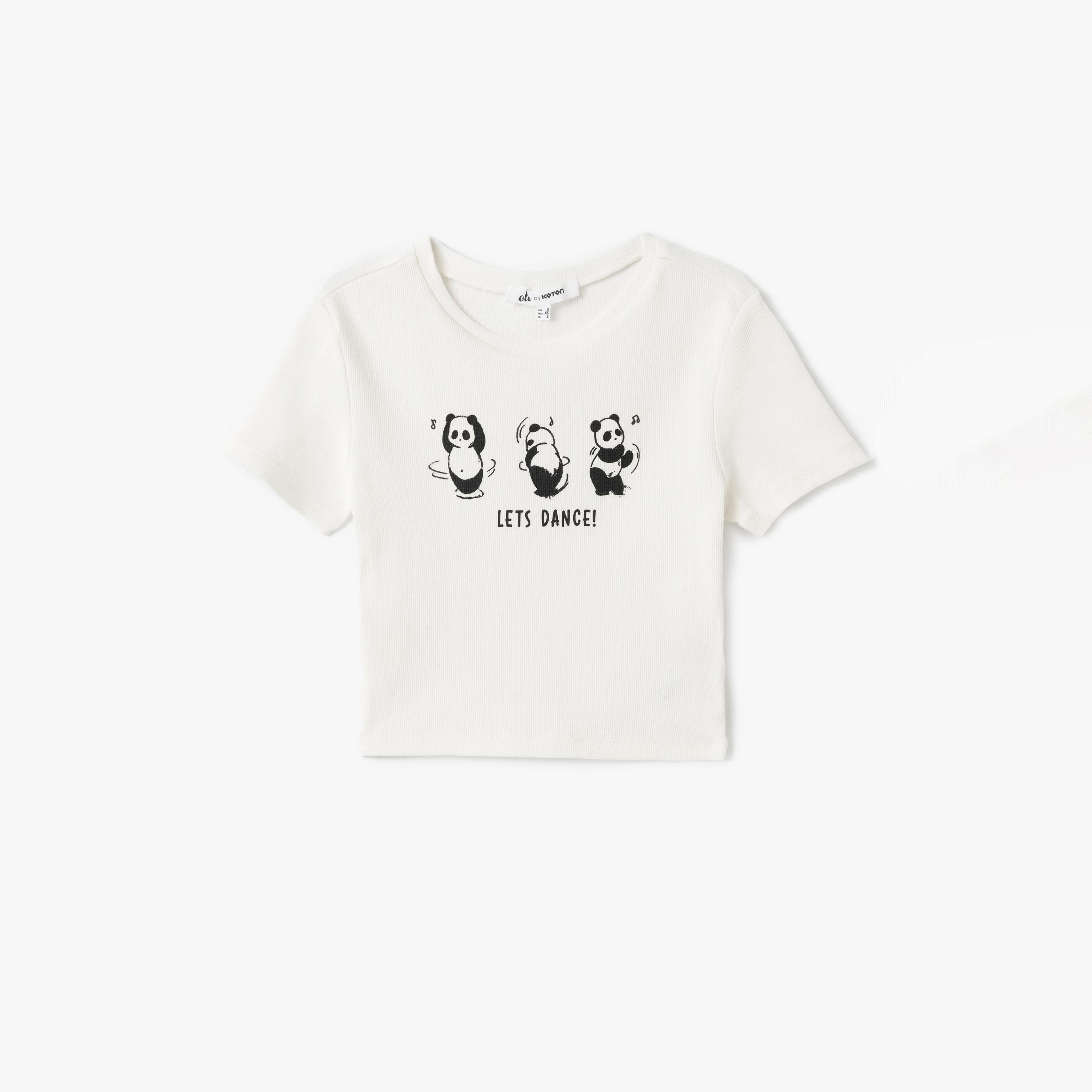Koton White Printed Round Neck Short Sleeves Women's T-Shirt-women-clothing-tshirts-image-3