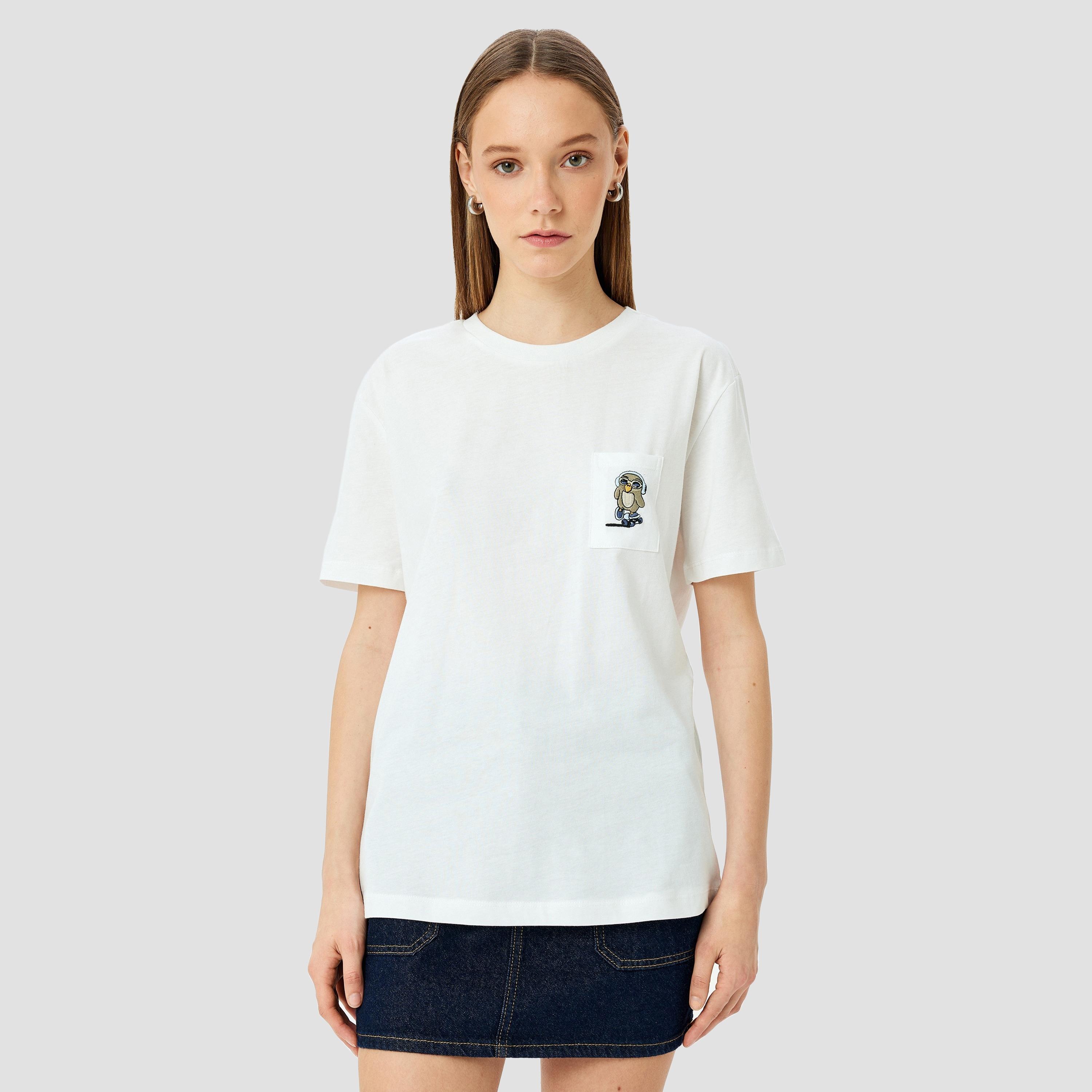 Koton White Plain Crew Neck Short Sleeves Women's T-Shirt-women-clothing-tshirts-image-1