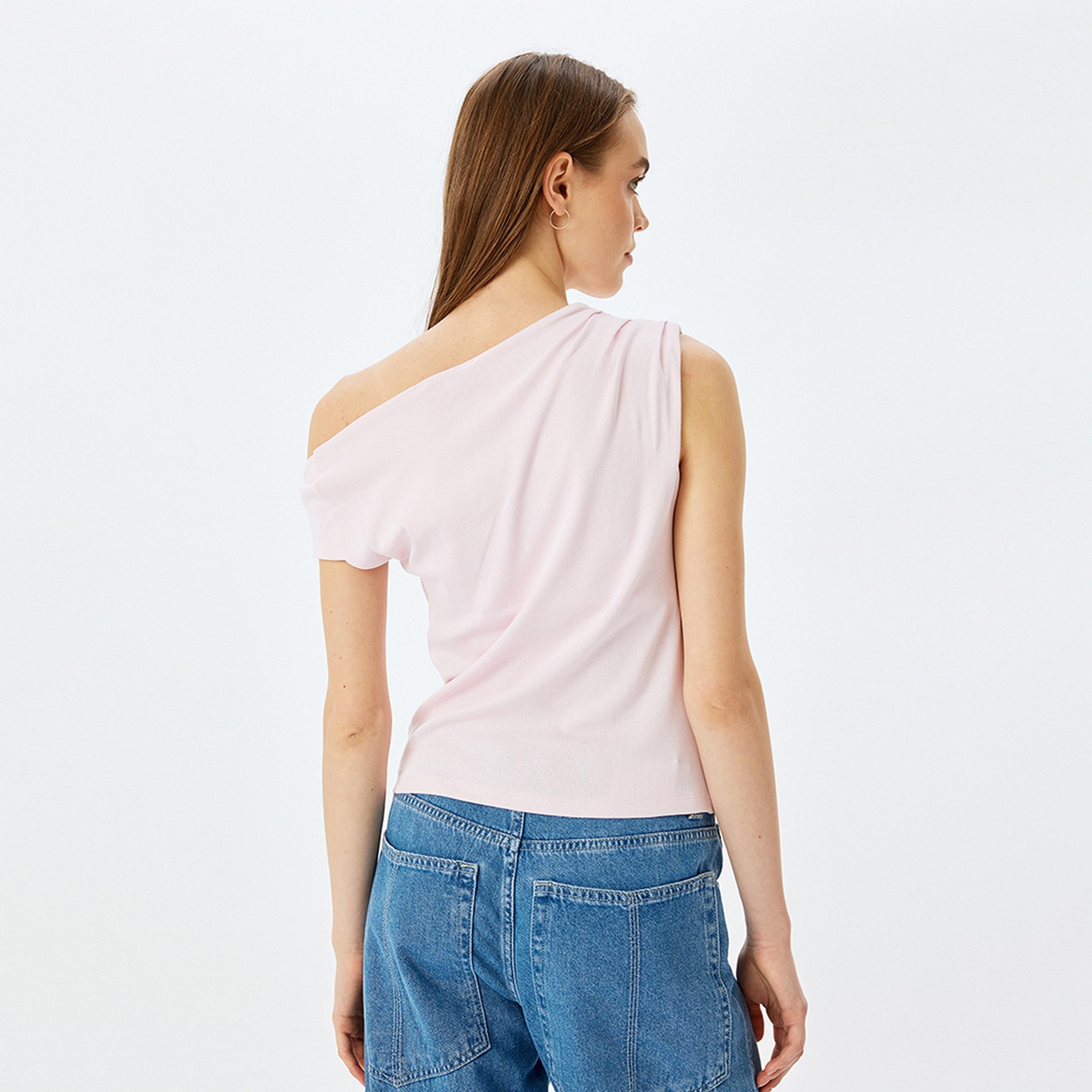 KOTON Pink Asymmetric Neck Sleeveless Women's Top-women-clothing-shirtsandblouses-blouses-image-3