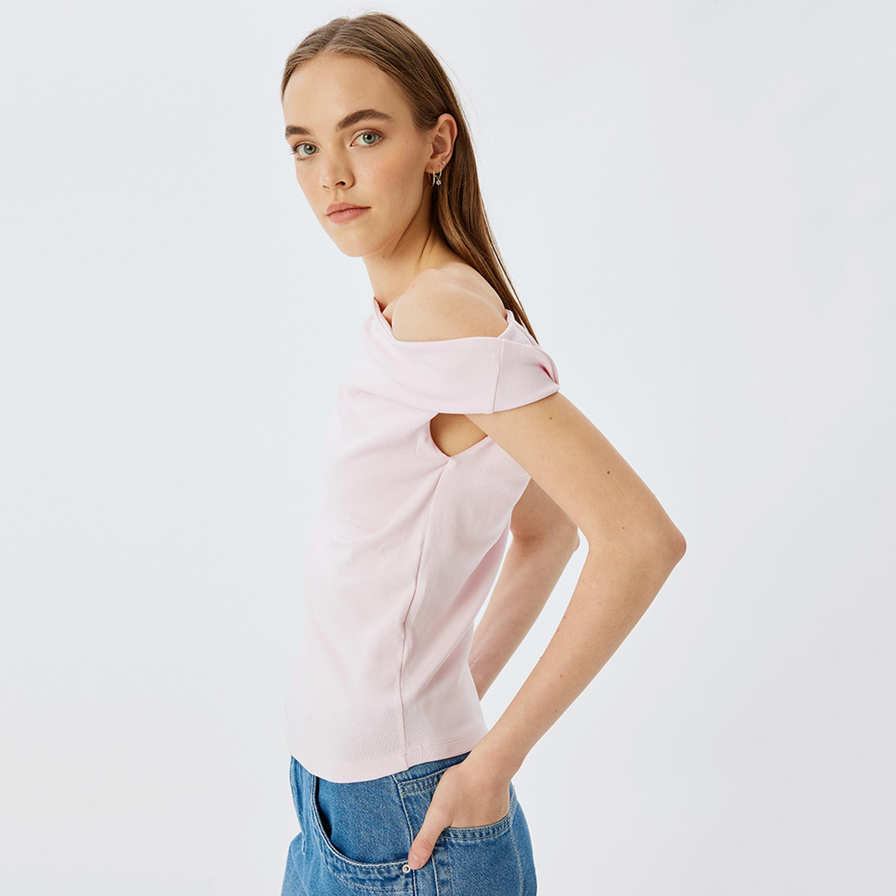 KOTON Pink Asymmetric Neck Sleeveless Women's Top-women-clothing-shirtsandblouses-blouses-image-5