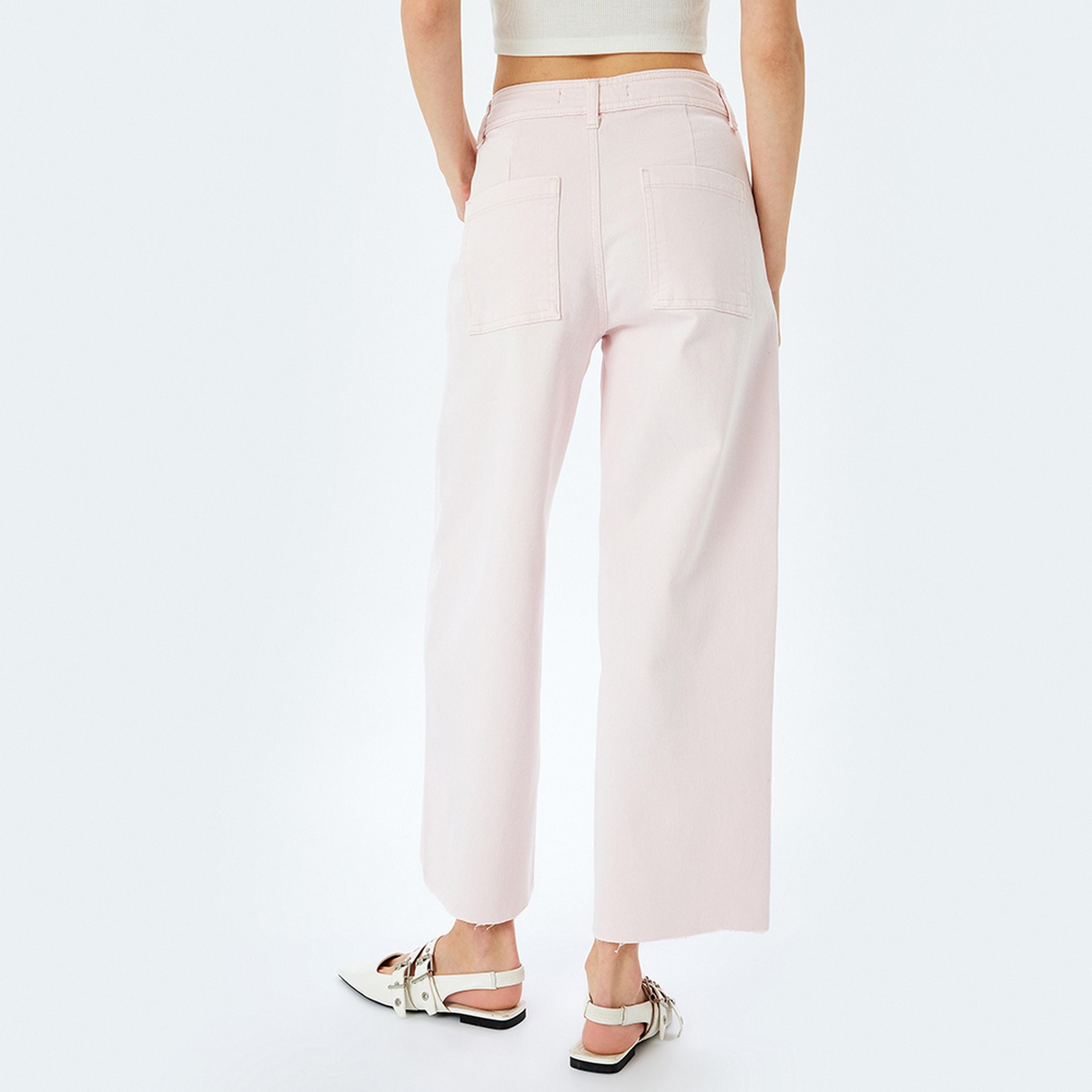 جينز نسائي بخصر عالٍ وملون بقصة مستقيمة من كوتون.-women-clothing-bottoms-jeans-image-3