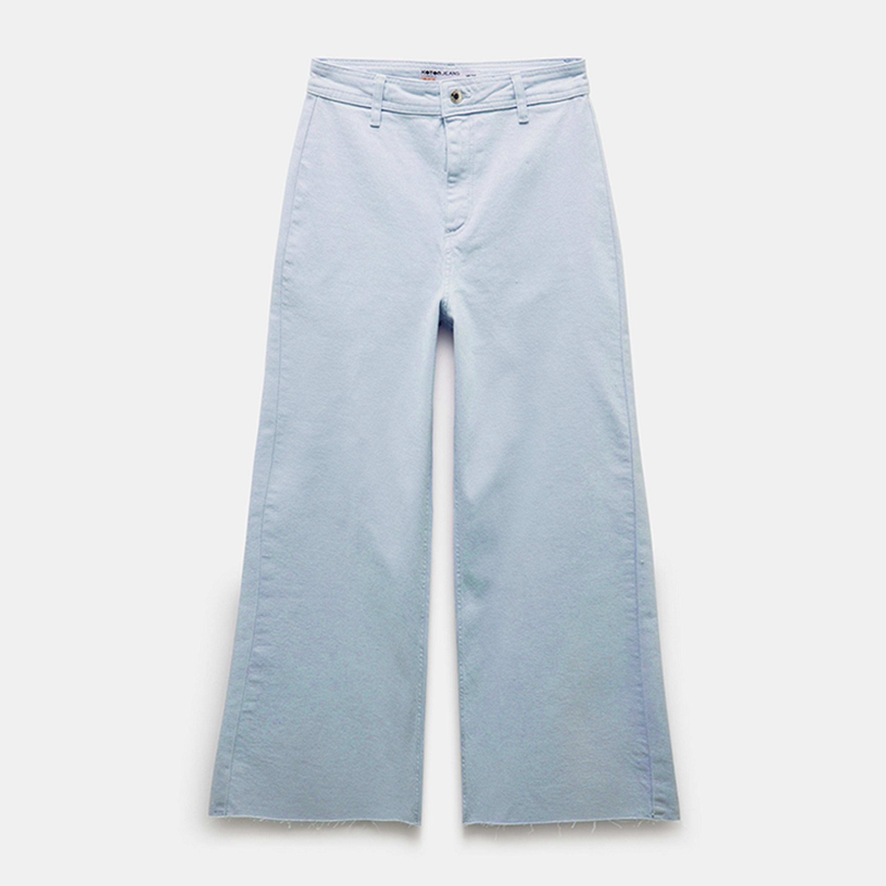 جينز نسائي بخصر عالٍ وبقصة واسعة وسادة من كوتون.-women-clothing-bottoms-jeans-image-1