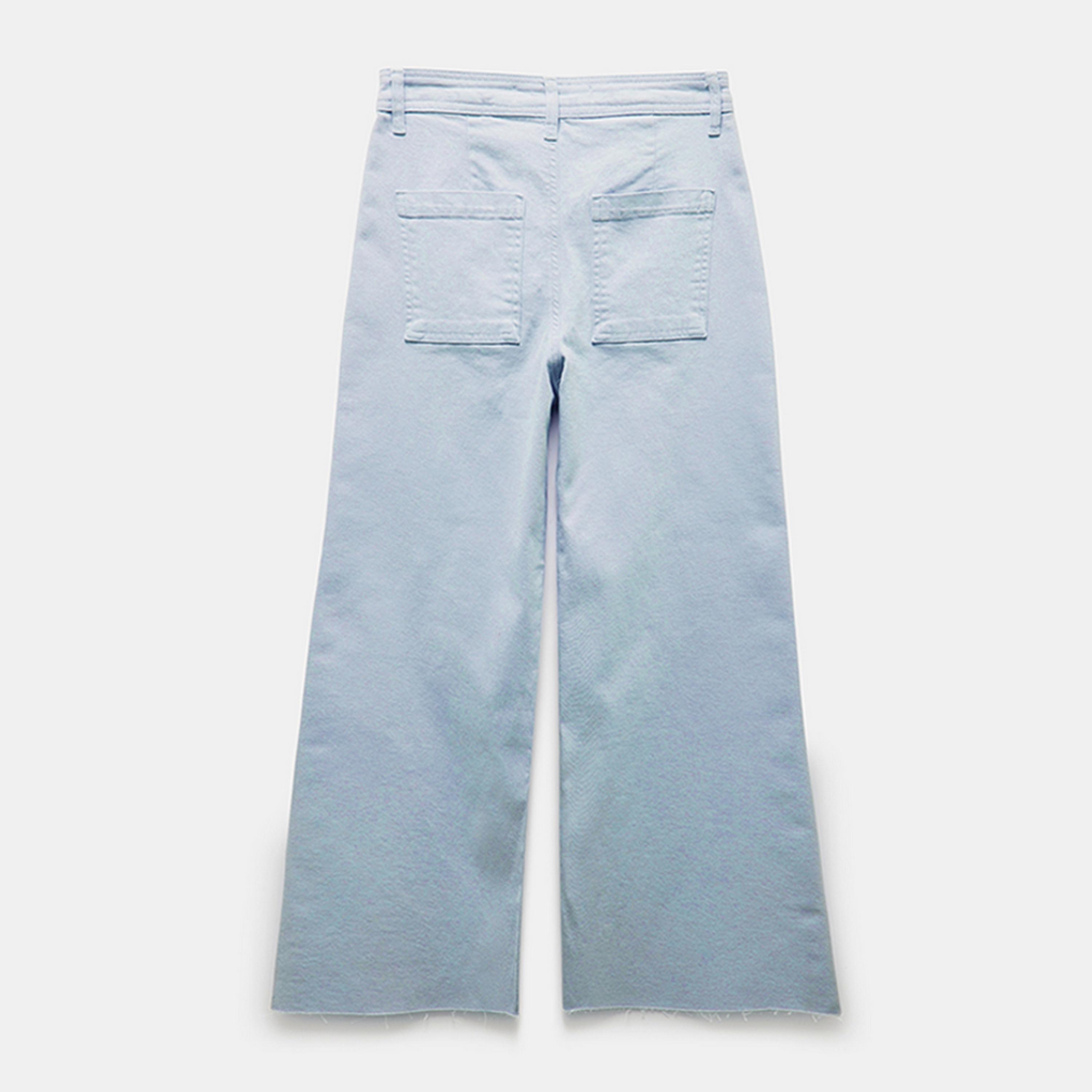 جينز نسائي بخصر عالٍ وبقصة واسعة وسادة من كوتون.-women-clothing-bottoms-jeans-image-4