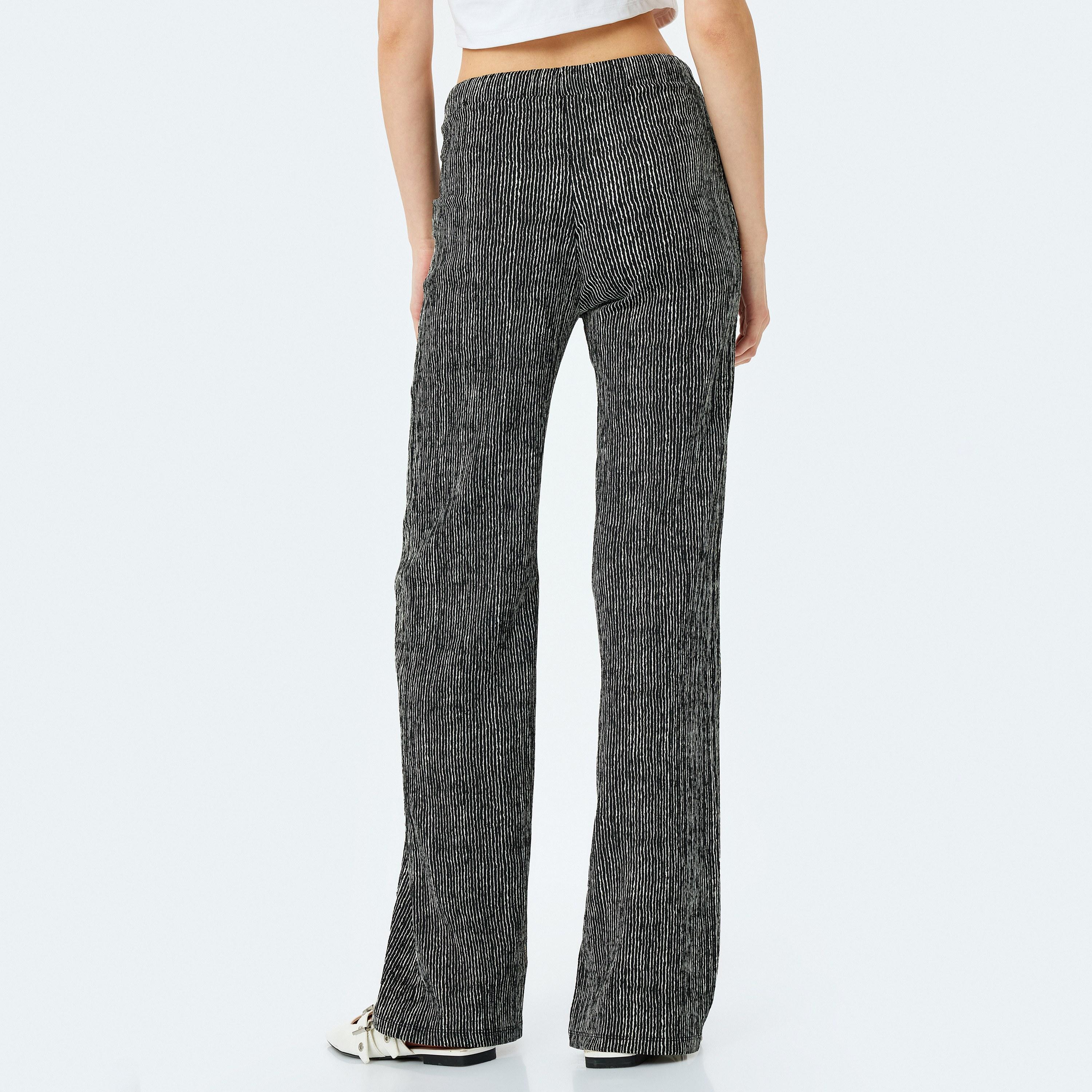 Koton Black Textured Drawstring Women's Trousers-women-clothing-bottoms-trousers-image-3