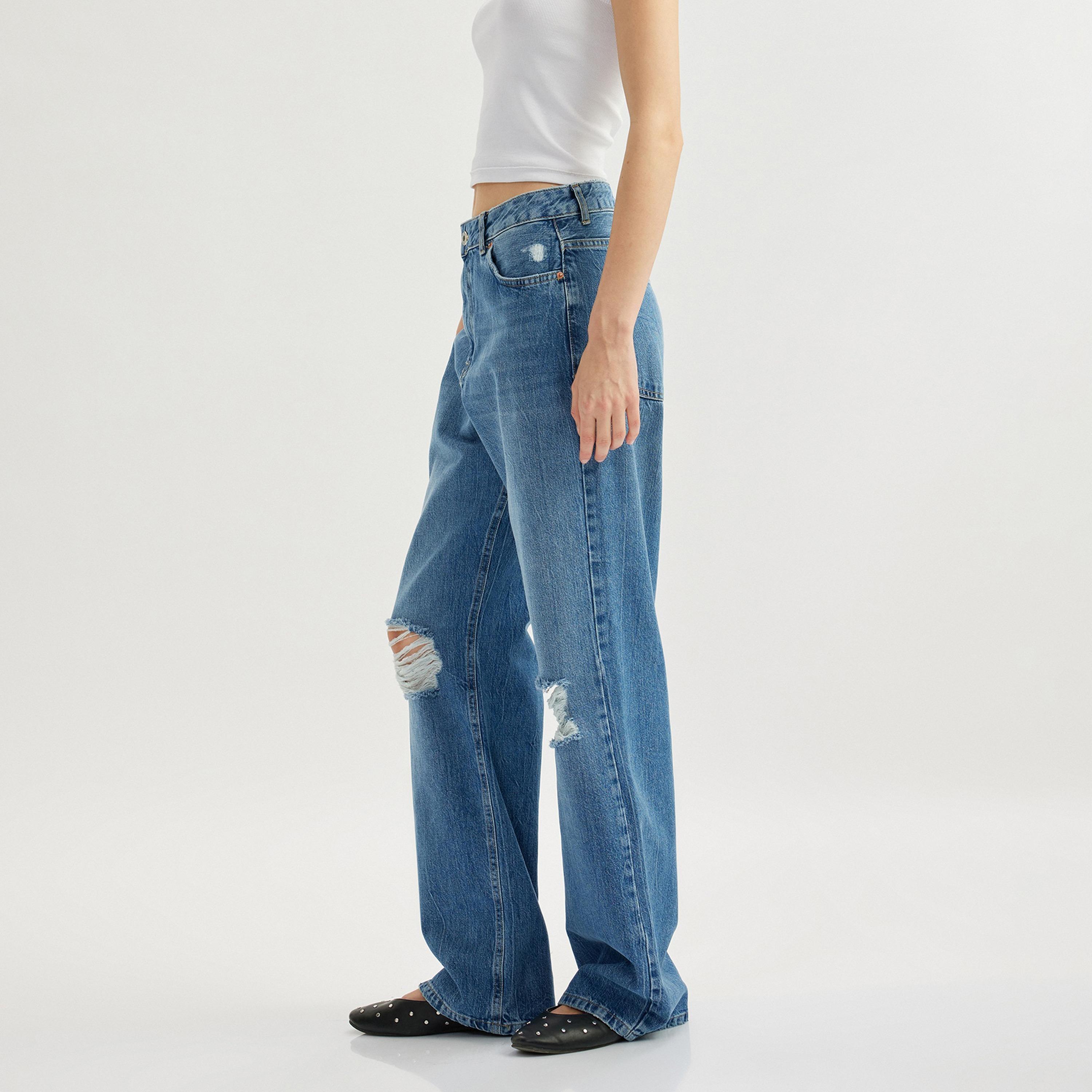 Koton Straight Fit Distressed High-Rise Women's Jeans-women-clothing-bottoms-jeans-image-1