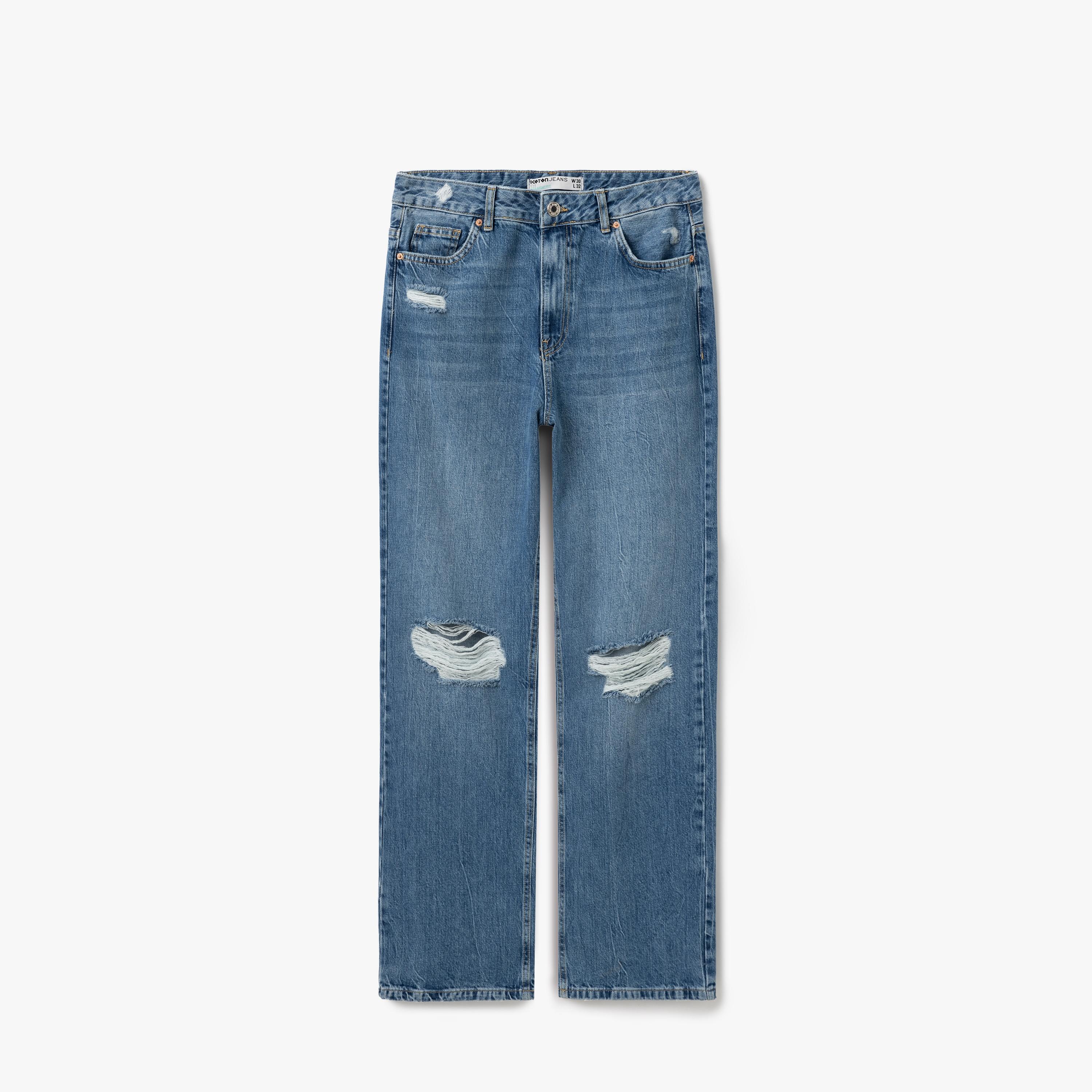 Koton Straight Fit Distressed High-Rise Women's Jeans-women-clothing-bottoms-jeans-image-5