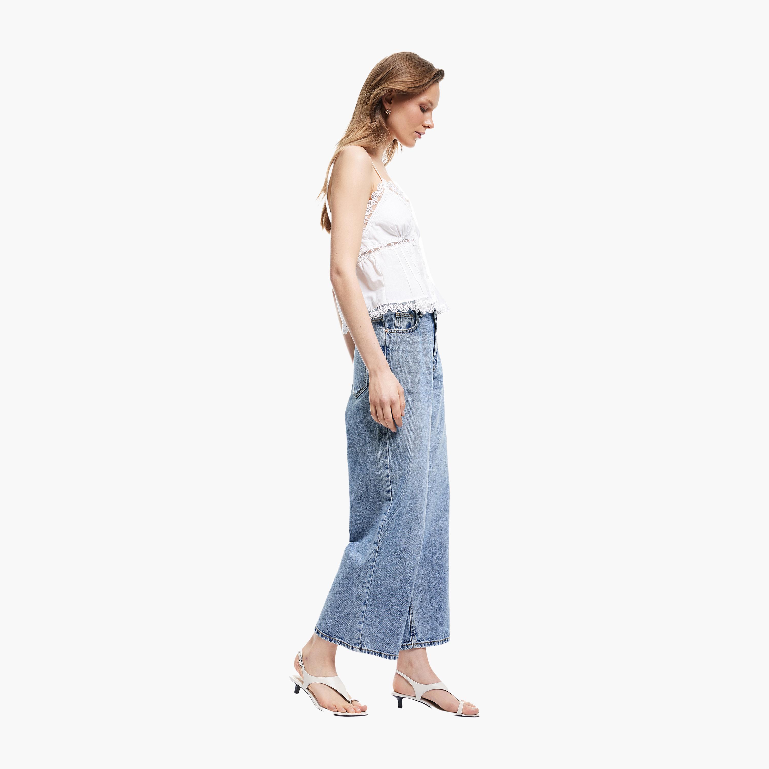 KOTON Regular Fit Plain High-Rise Women's Jeans-women-clothing-bottoms-jeans-image-2