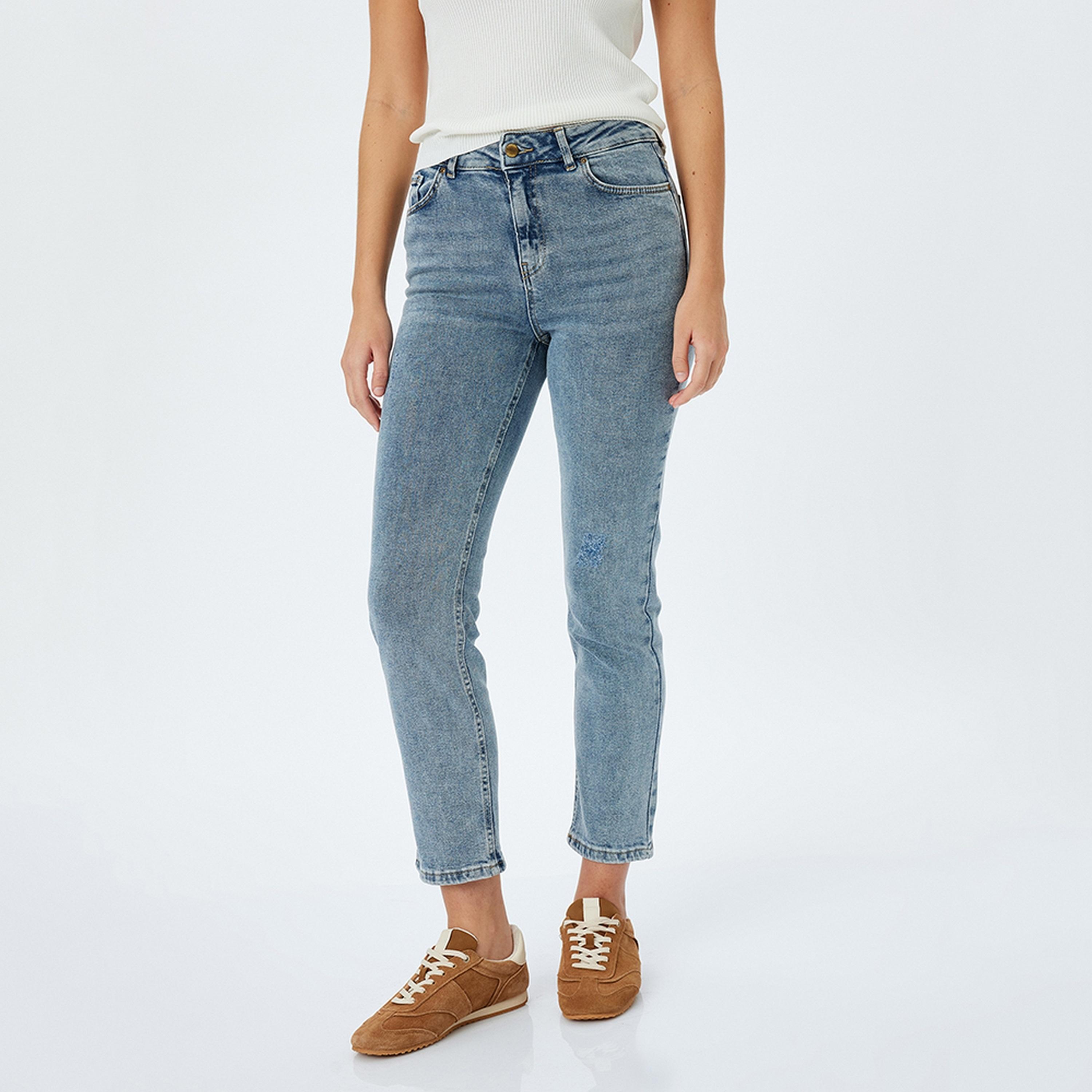 KOTON Slim Fit Washed Mid-Rise Women's Jeans-women-clothing-bottoms-jeans-image-1