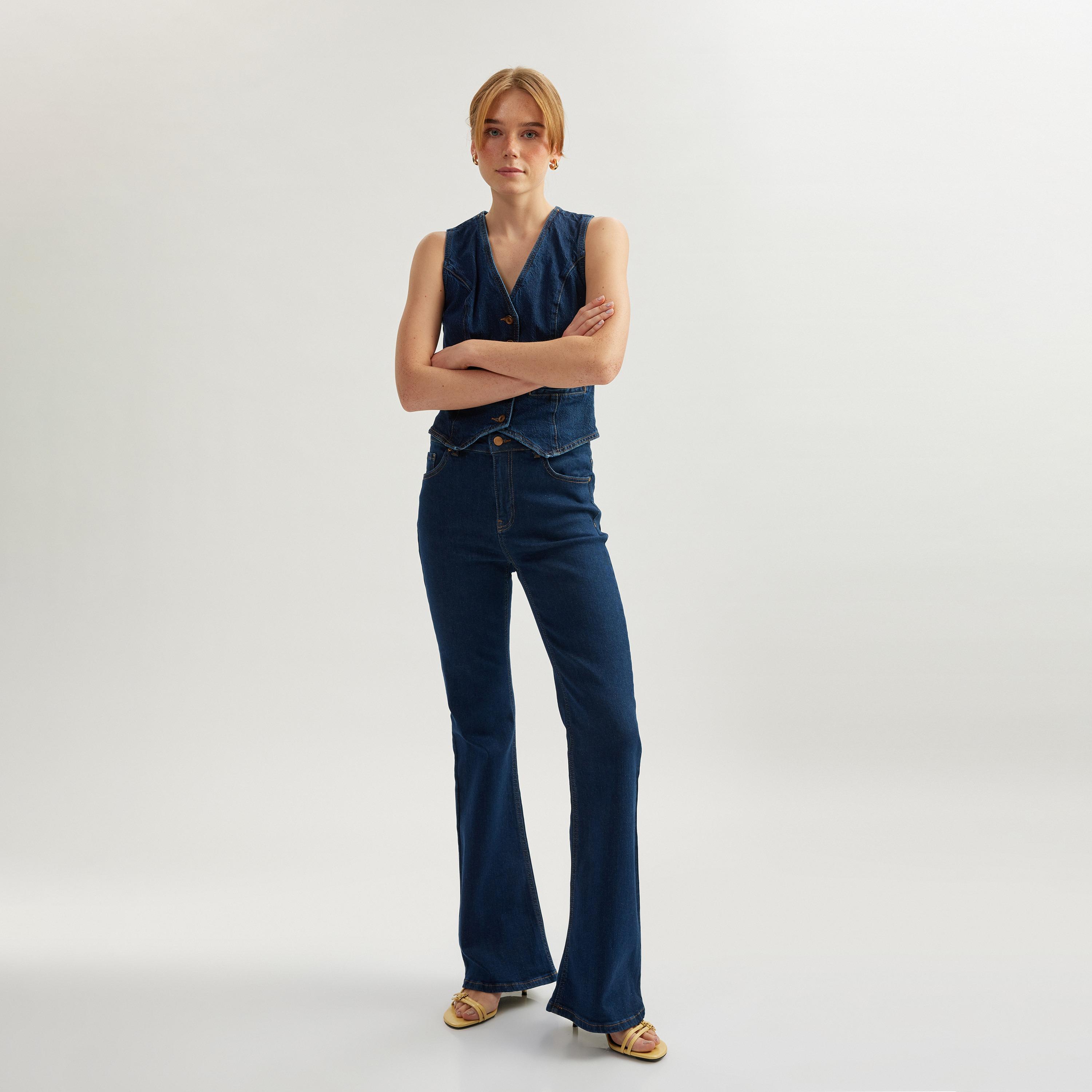 Koton Bootcut Fit 5 Pockets High-Rise Women's Flared Jeans-women-clothing-bottoms-jeans-image-2
