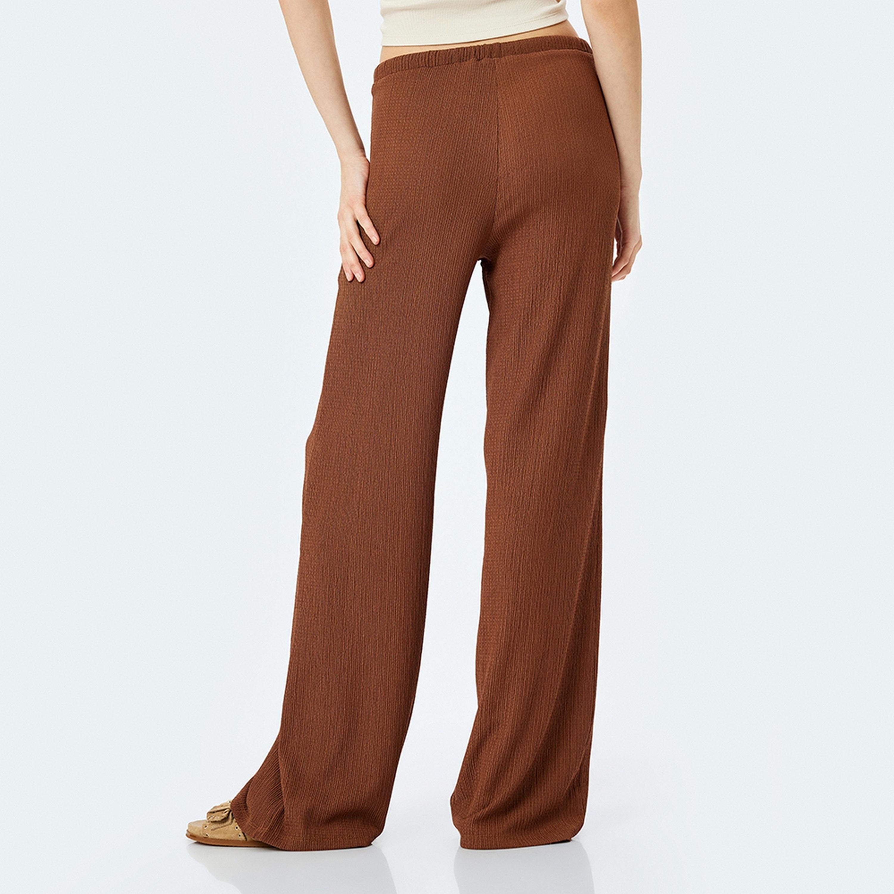 KOTON Textured Drawstring Bootcut Women's Trousers-women-clothing-bottoms-trousers-image-3