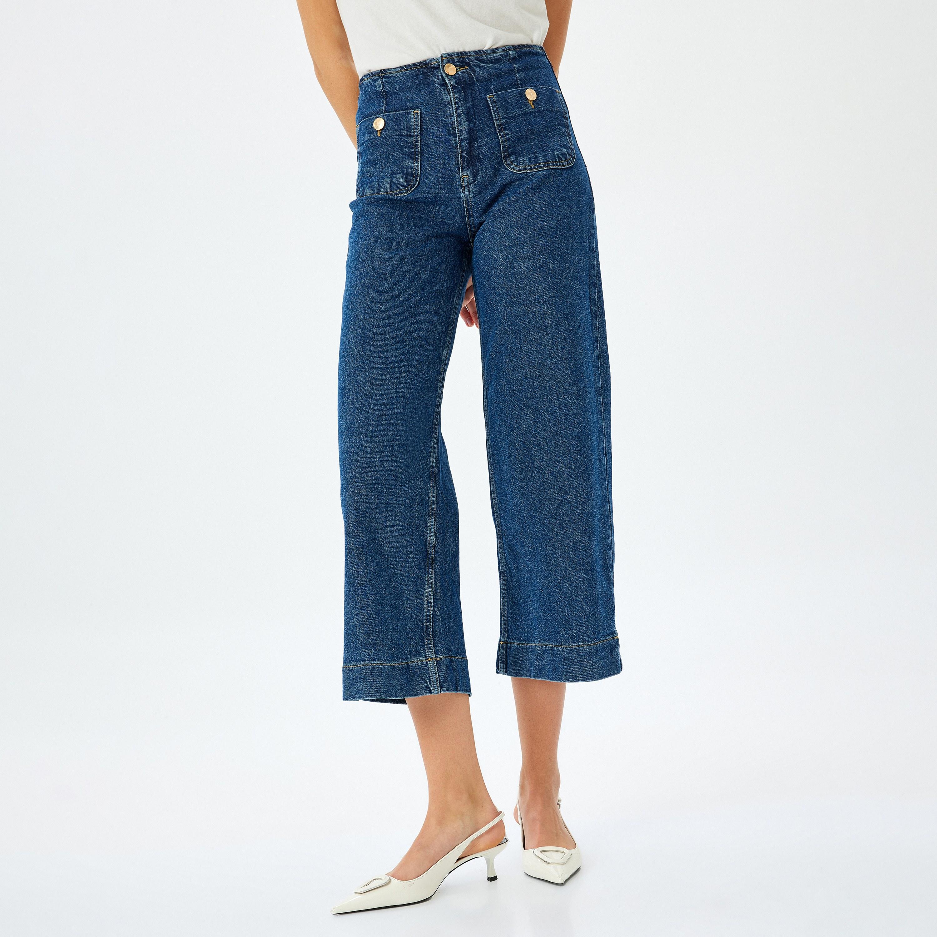 Koton Regular Fit 4 Pockets High-Rise Women's Crop Jeans-women-clothing-bottoms-jeans-image-1