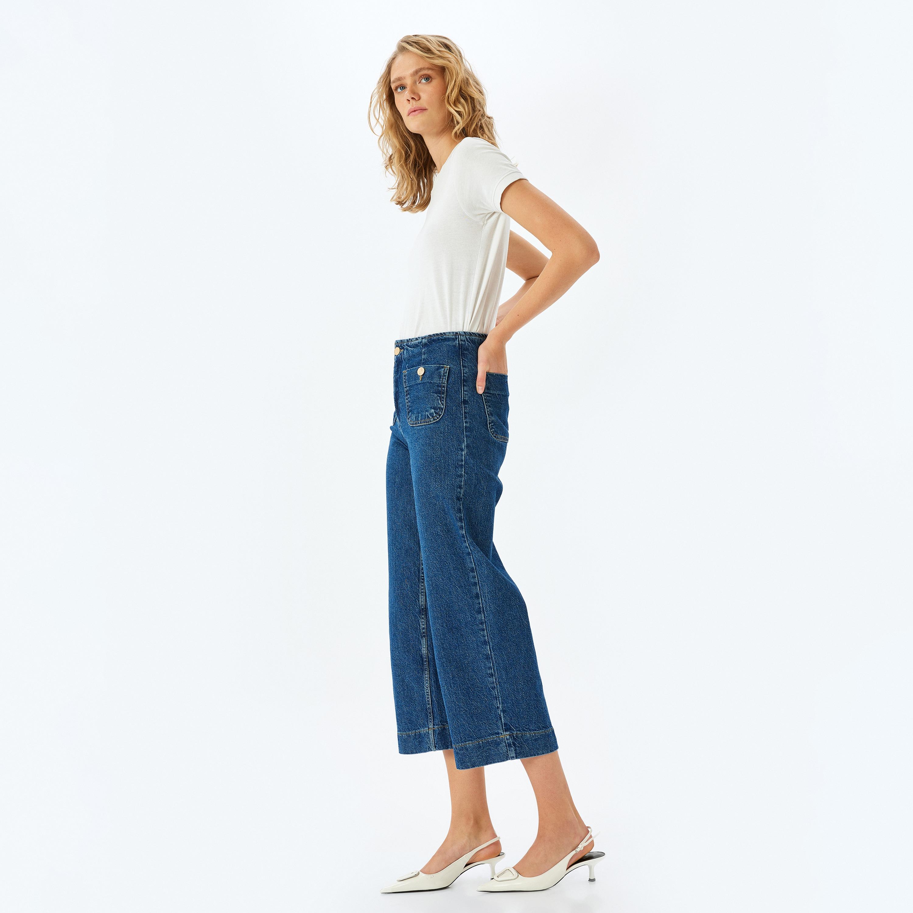 Koton Regular Fit 4 Pockets High-Rise Women's Crop Jeans-women-clothing-bottoms-jeans-image-2