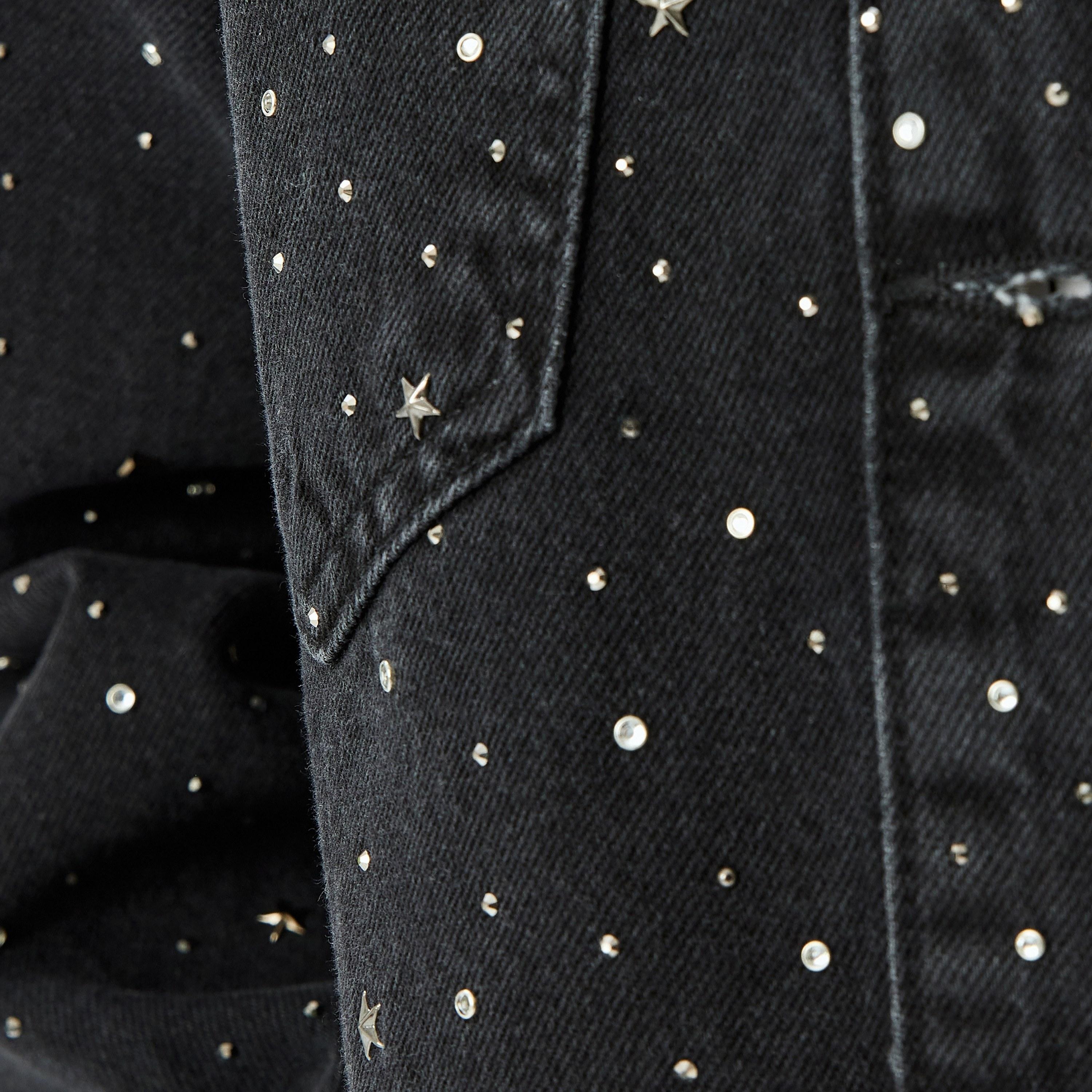 Koton Black Studded Spread Collar Long Sleeves Women's Denim Jacket-women-winterwear-coatsandjackets-jackets-image-5