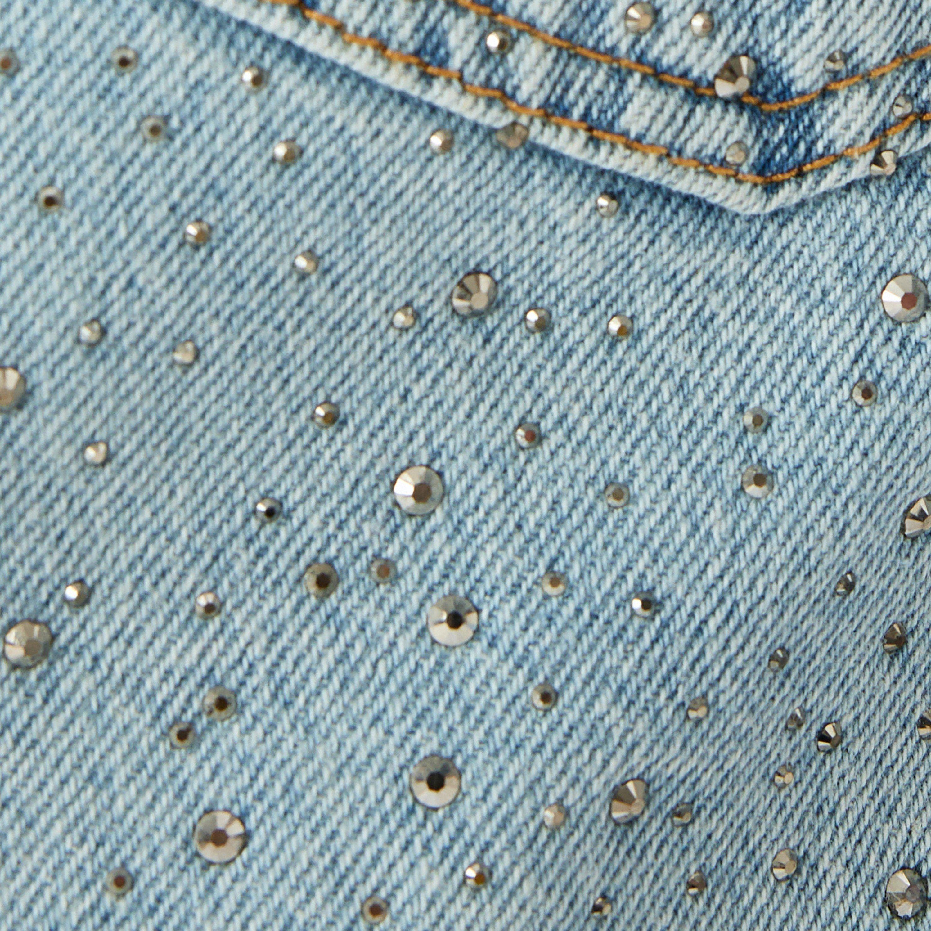 Koton Light Blue Studded Spread Collar Long Sleeves Women's Denim Jacket-women-winterwear-coatsandjackets-jackets-image-5