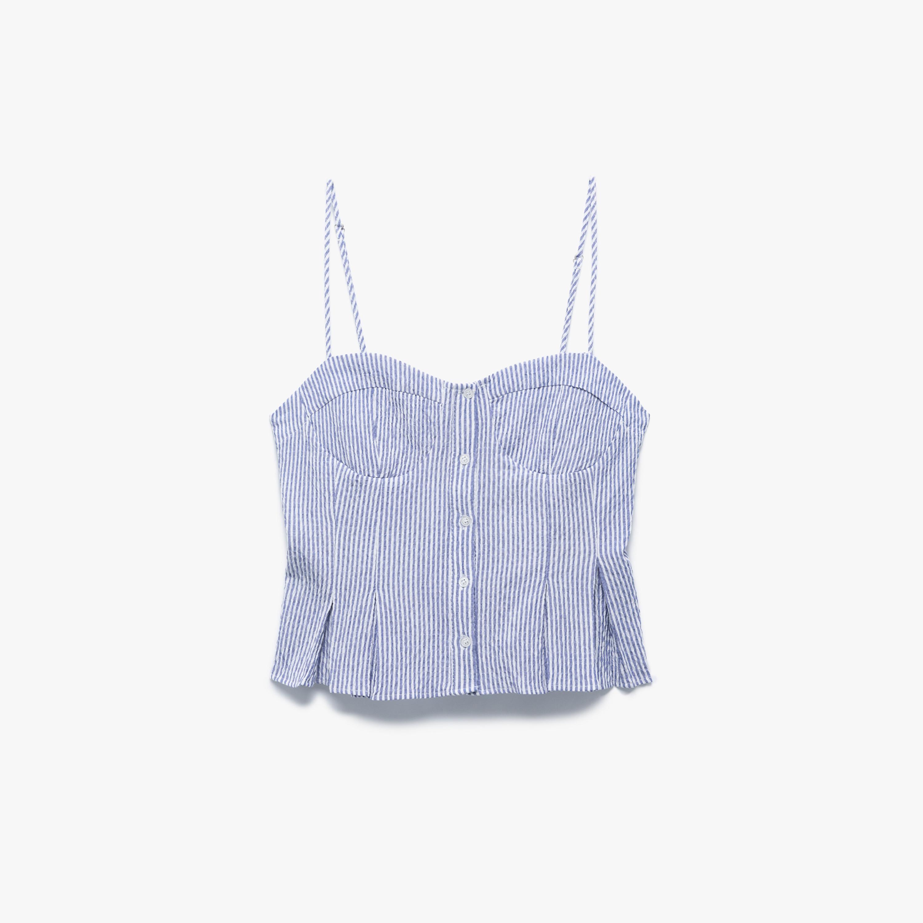 بلوزة نسائية من القطن المخطط بلون أزرق وقصة رقبة قلب من كوتون-women-clothing-shirtsandblouses-blouses-image-4