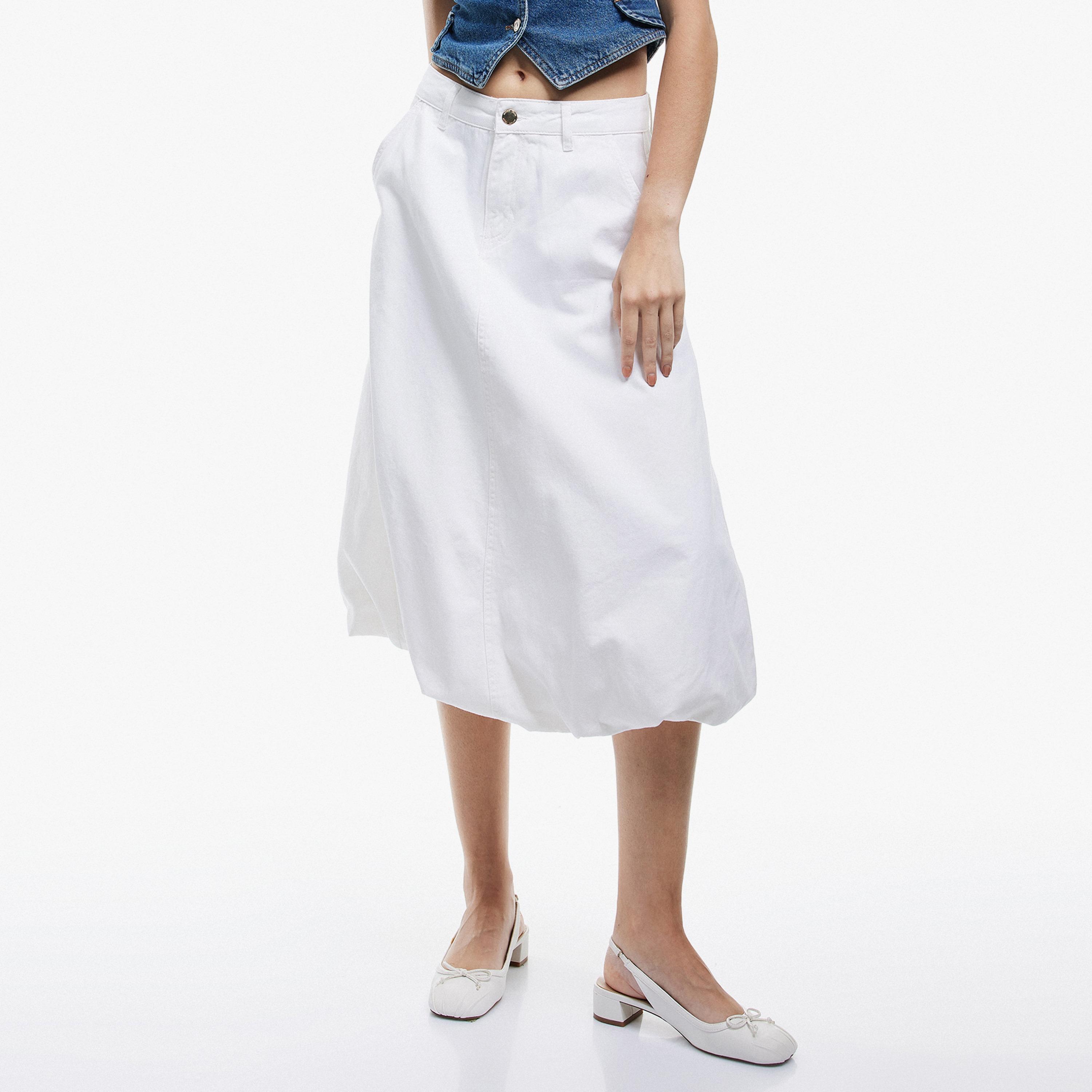 KOTON White Cotton Bubble Women's Skirt-women-clothing-bottoms-skirts-image-1