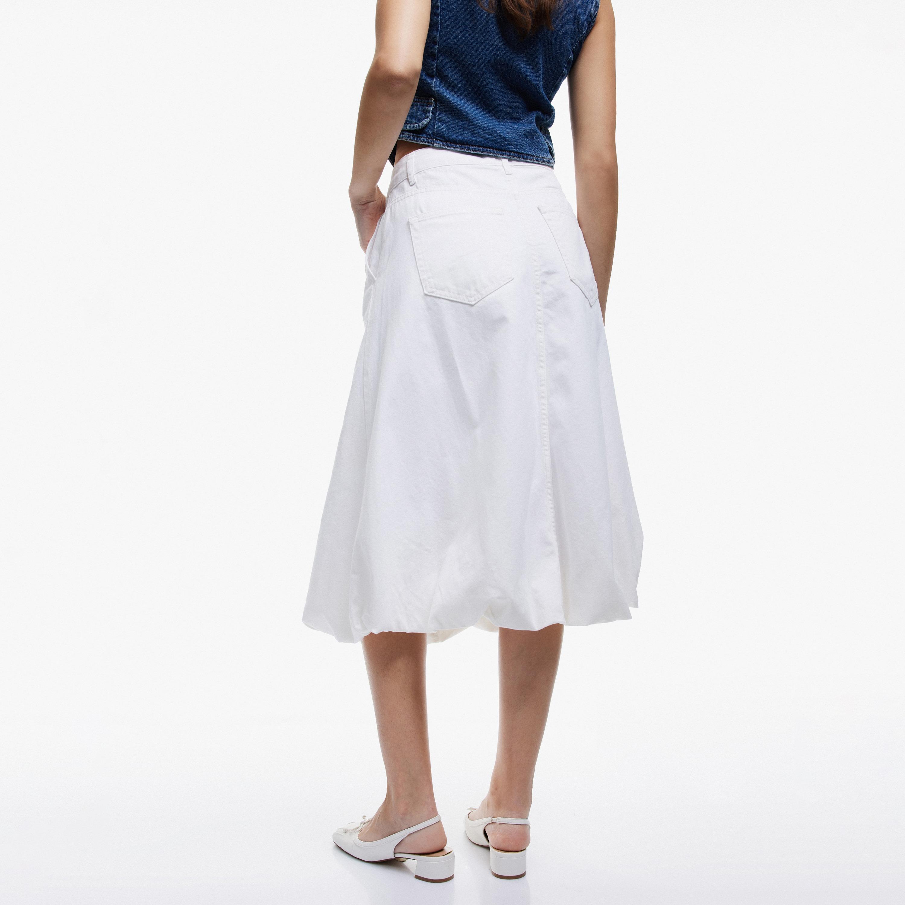 KOTON White Cotton Bubble Women's Skirt-women-clothing-bottoms-skirts-image-3