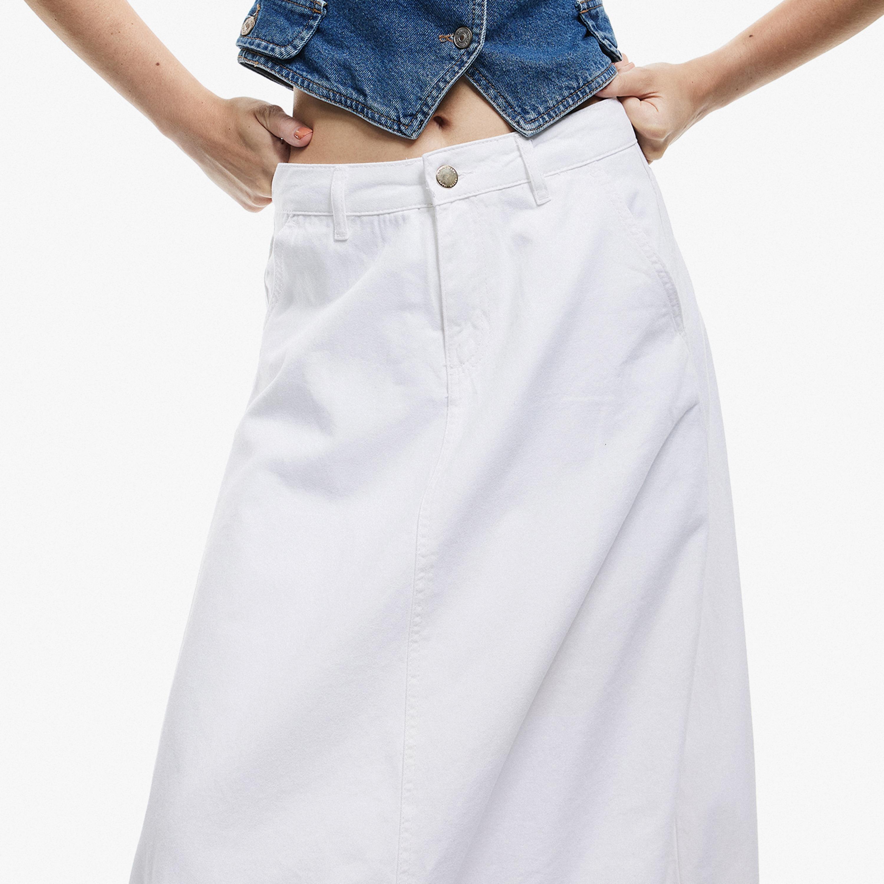 KOTON White Cotton Bubble Women's Skirt-women-clothing-bottoms-skirts-image-4