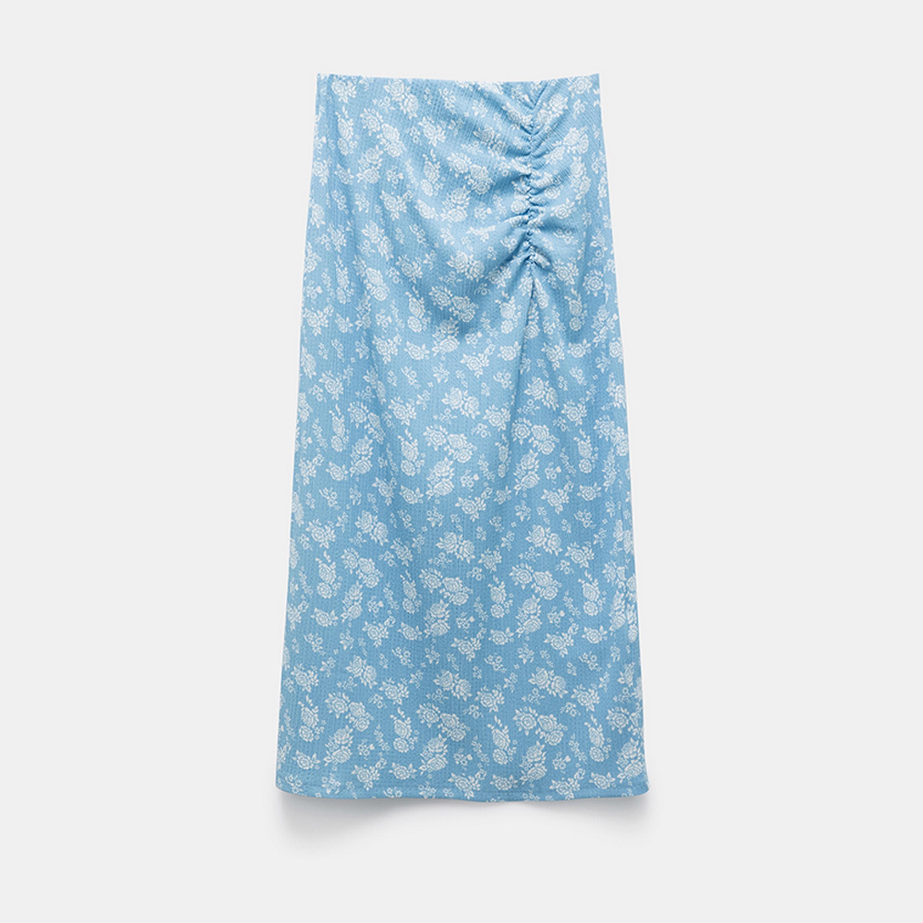 تنورة ميدي نسائية مستقيمة بطبعة زهور من كوتون.-women-clothing-bottoms-skirts-image-5