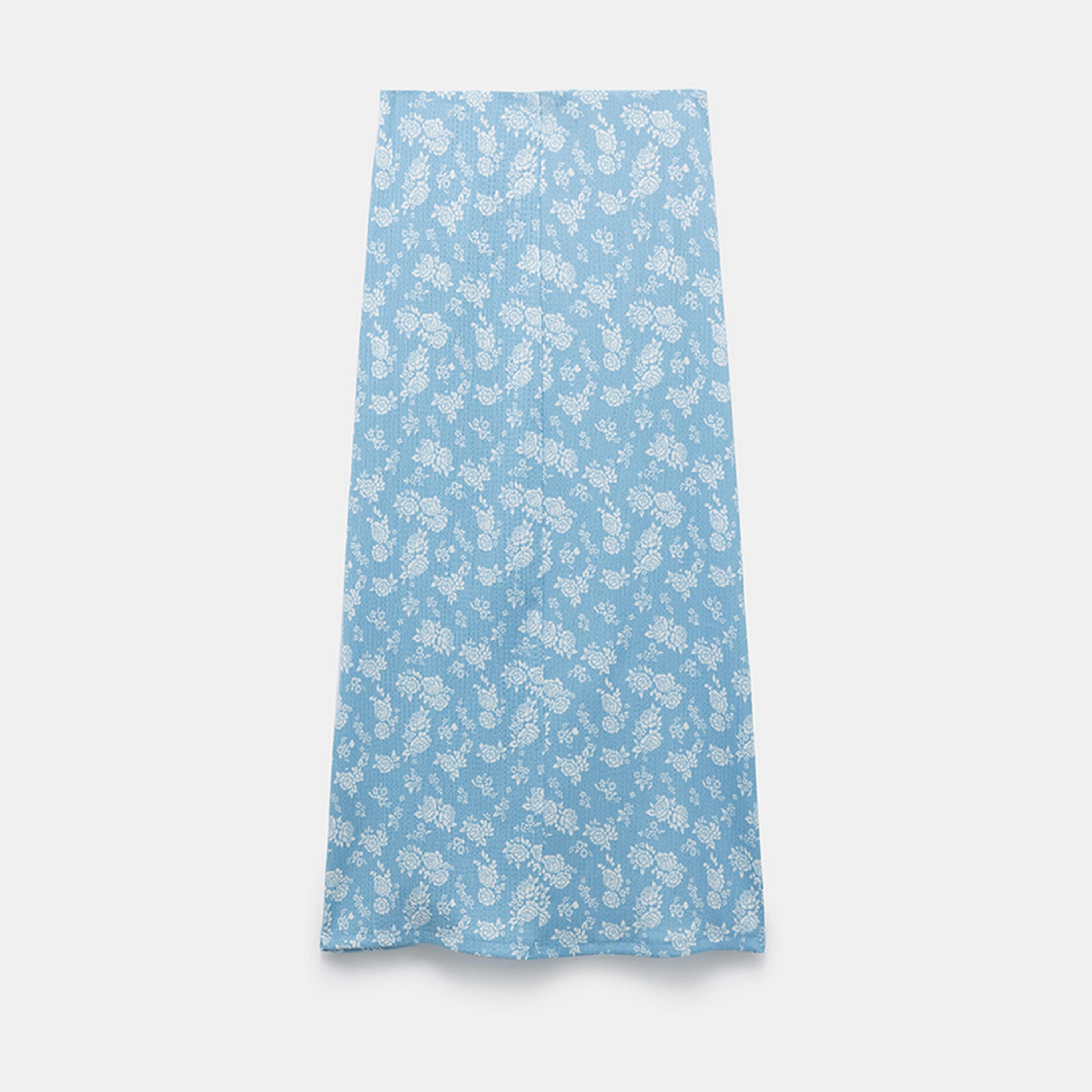تنورة ميدي نسائية مستقيمة بطبعة زهور من كوتون.-women-clothing-bottoms-skirts-image-6