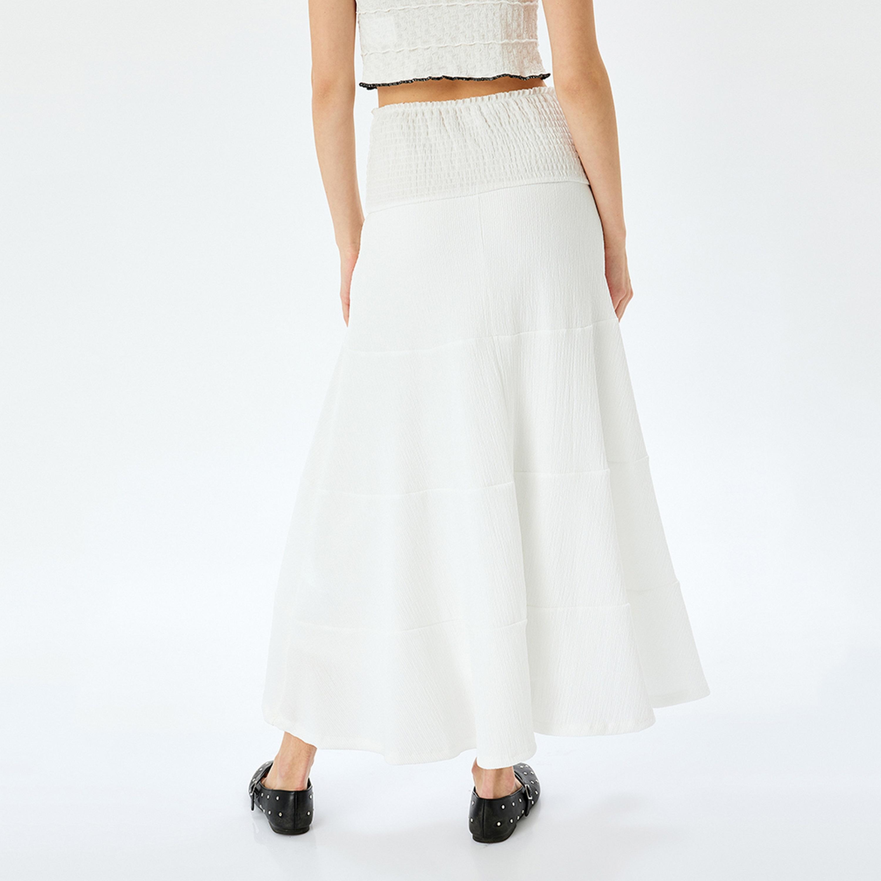تنورة ماكسي نسائية بقصة ايه-لاين بطبقات ومزمومة من كوتون.-women-clothing-bottoms-skirts-image-3