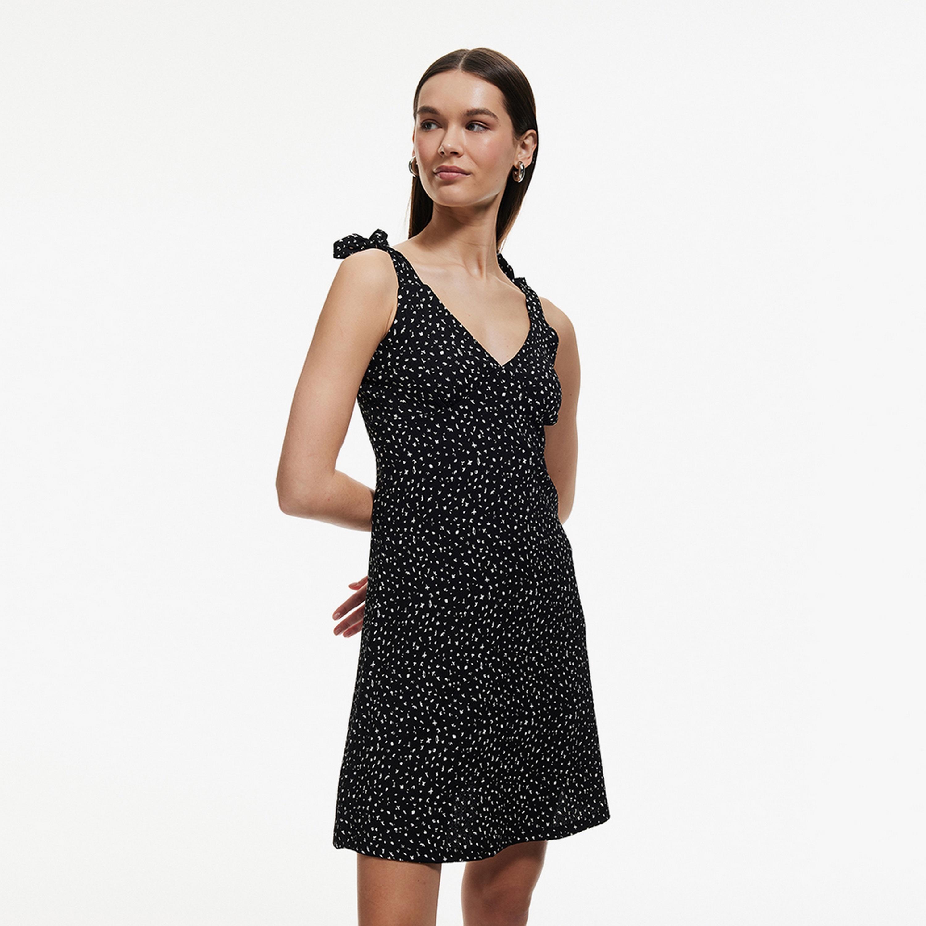 KOTON Black Abstract Print Women's Mini Dress-women-clothing-dresses-image-1
