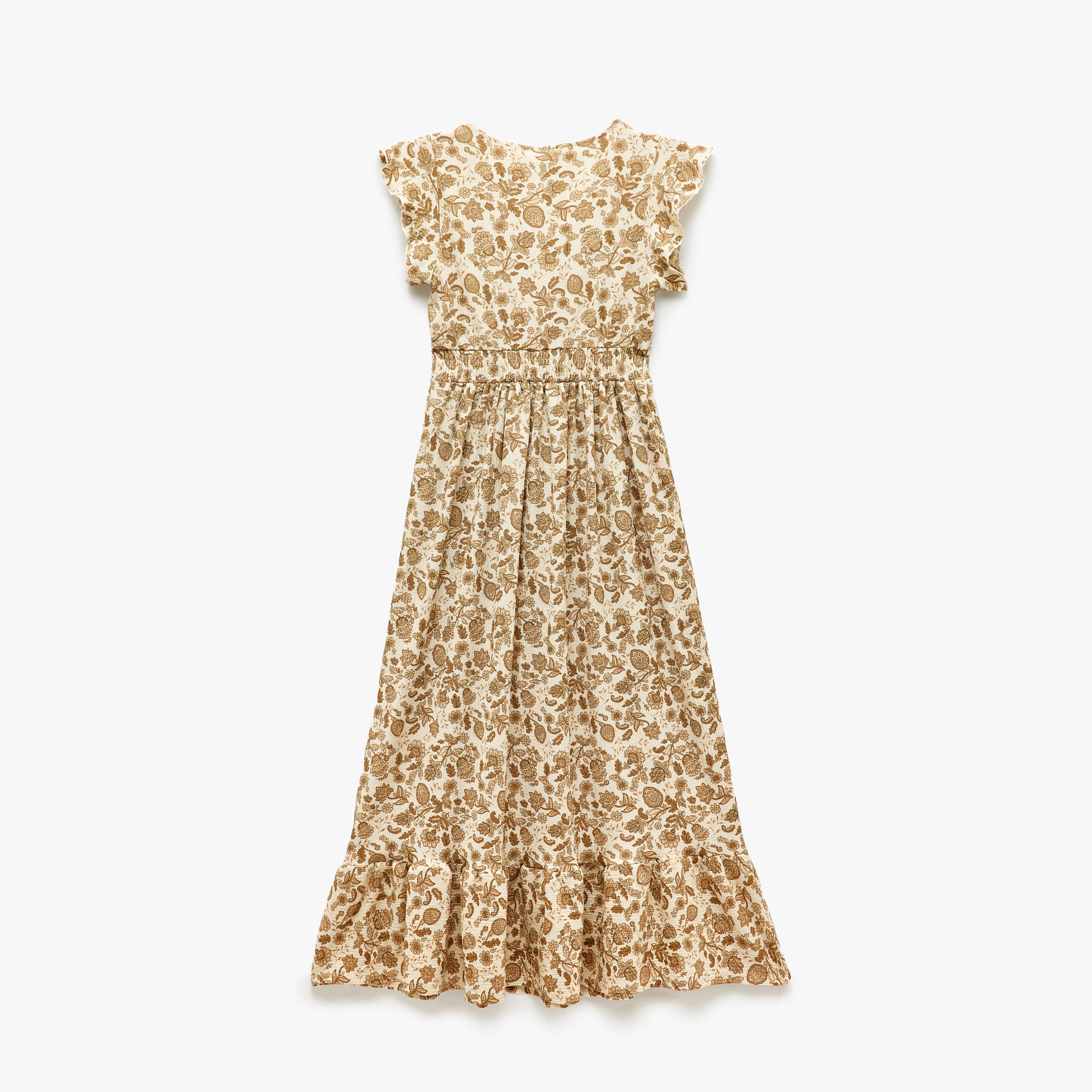 Koton Beige Floral Print Ruffle Sleeves Tiered Women's Maxi Dress-women-clothing-dresses-image-3