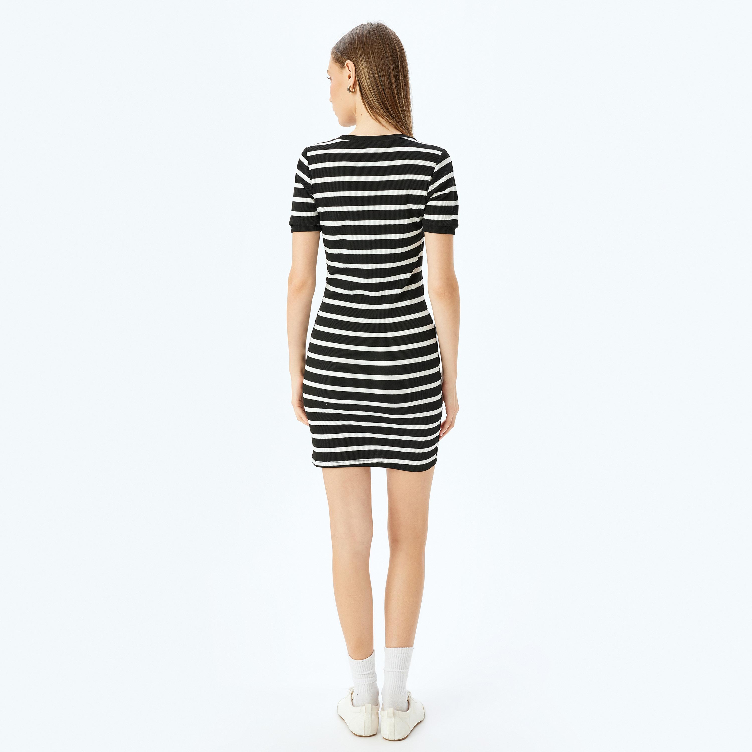 Koton Black Striped Bodycon Women's Mini Dress-women-clothing-dresses-image-3