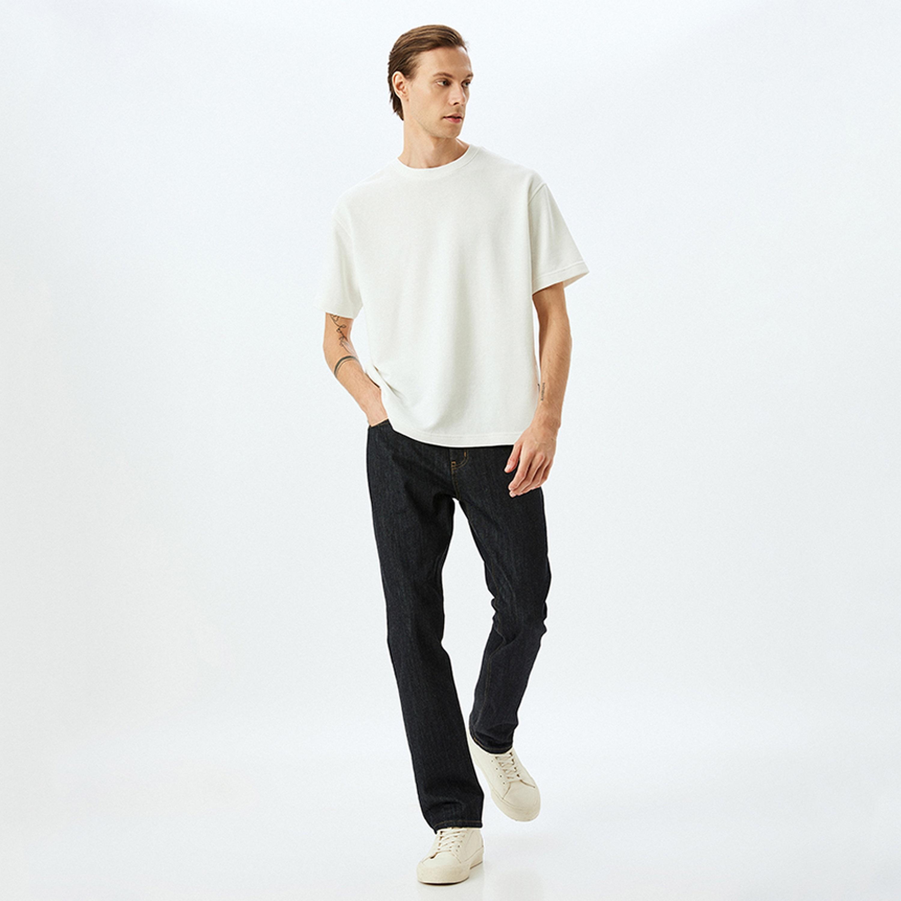 KOTON Plain Crew Neck Short Sleeves Men's T-Shirt-men-clothing-tshirtsandpolos-tshirts-image-2