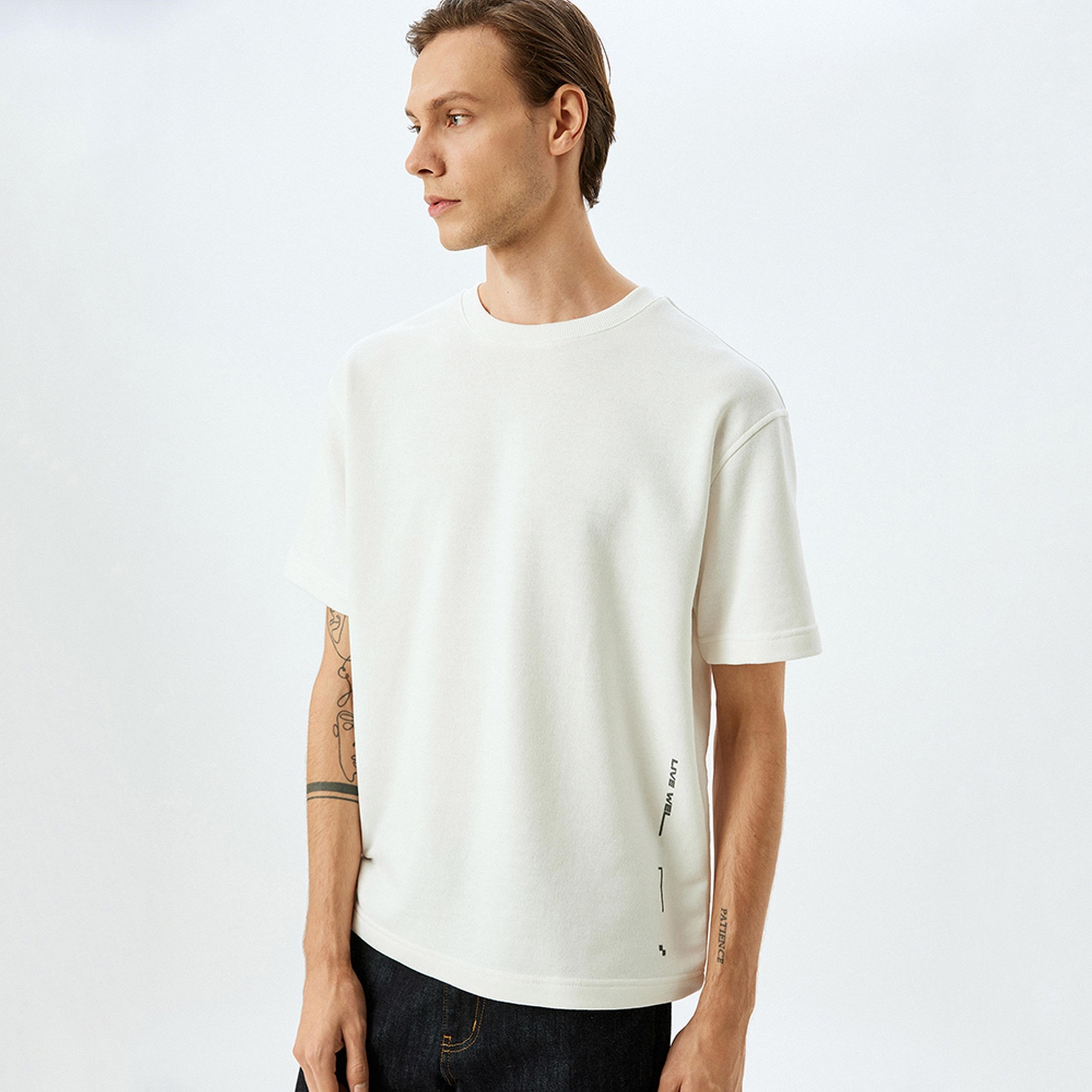 KOTON Plain Crew Neck Short Sleeves Men's T-Shirt-men-clothing-tshirtsandpolos-tshirts-image-5