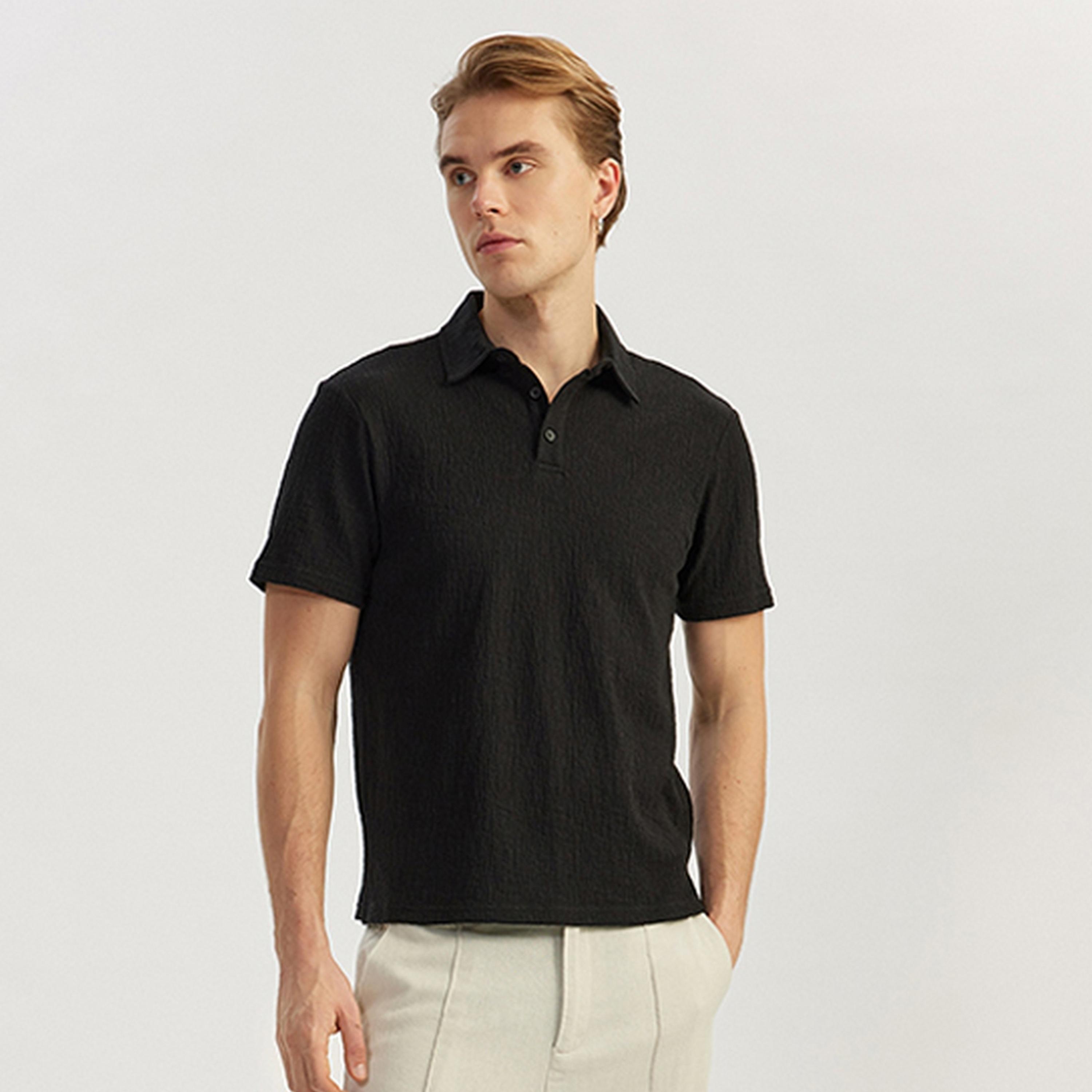 KOTON Plain Collared Short Sleeves Men's Polo T-Shirt-men-clothing-tshirtsandpolos-polos-image-1