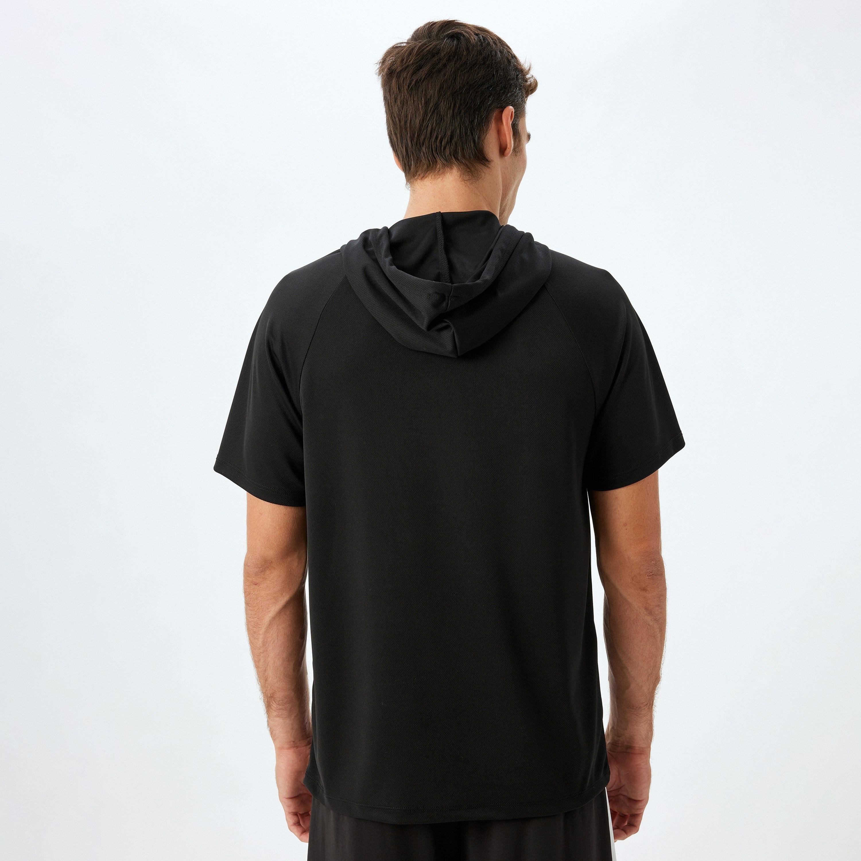 Koton Plain Hooded Neck Short Raglan Sleeves Men's T-Shirt-sports-men-clothing-tshirtsandpolos-image-3